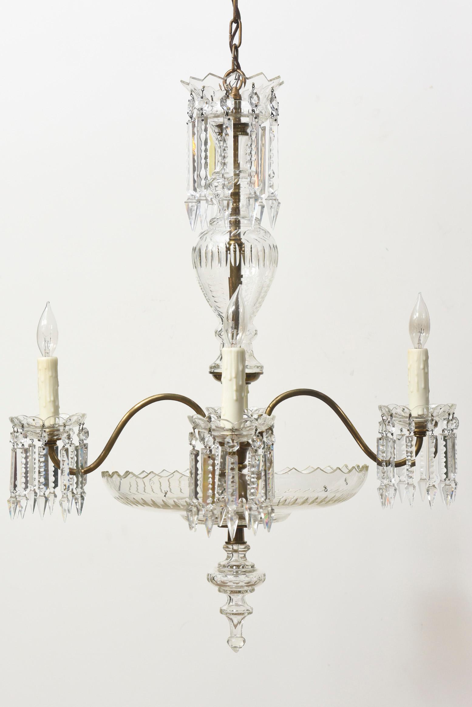 Mid Century Bohemian Chandelier with Cut Crystal For Sale 4