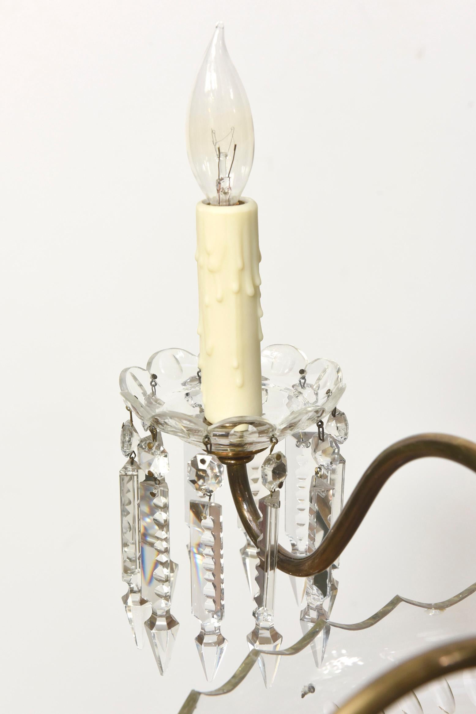 20th Century Mid Century Bohemian Chandelier with Cut Crystal For Sale