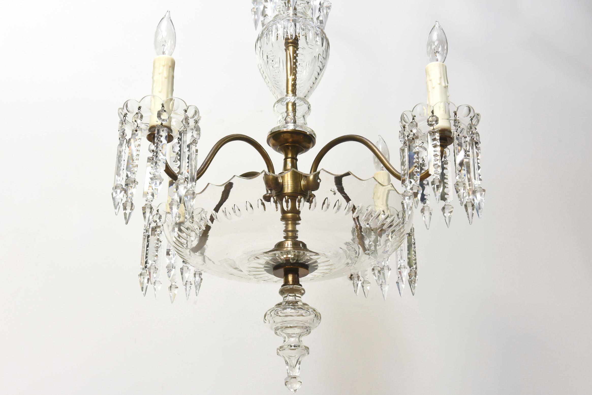 Mid Century Bohemian Chandelier with Cut Crystal For Sale 1