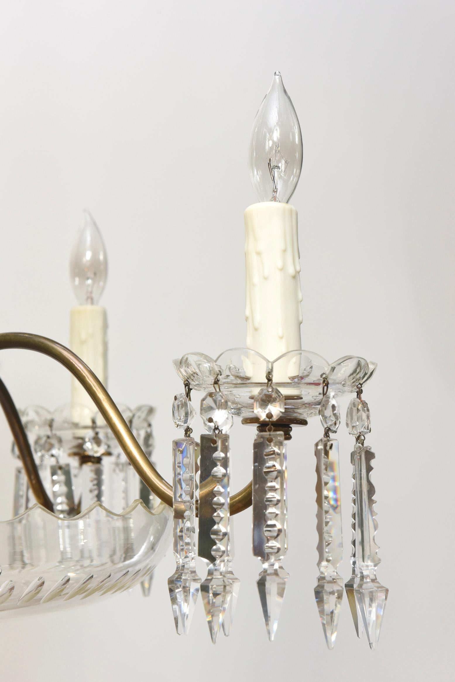 Mid Century Bohemian Chandelier with Cut Crystal For Sale 2