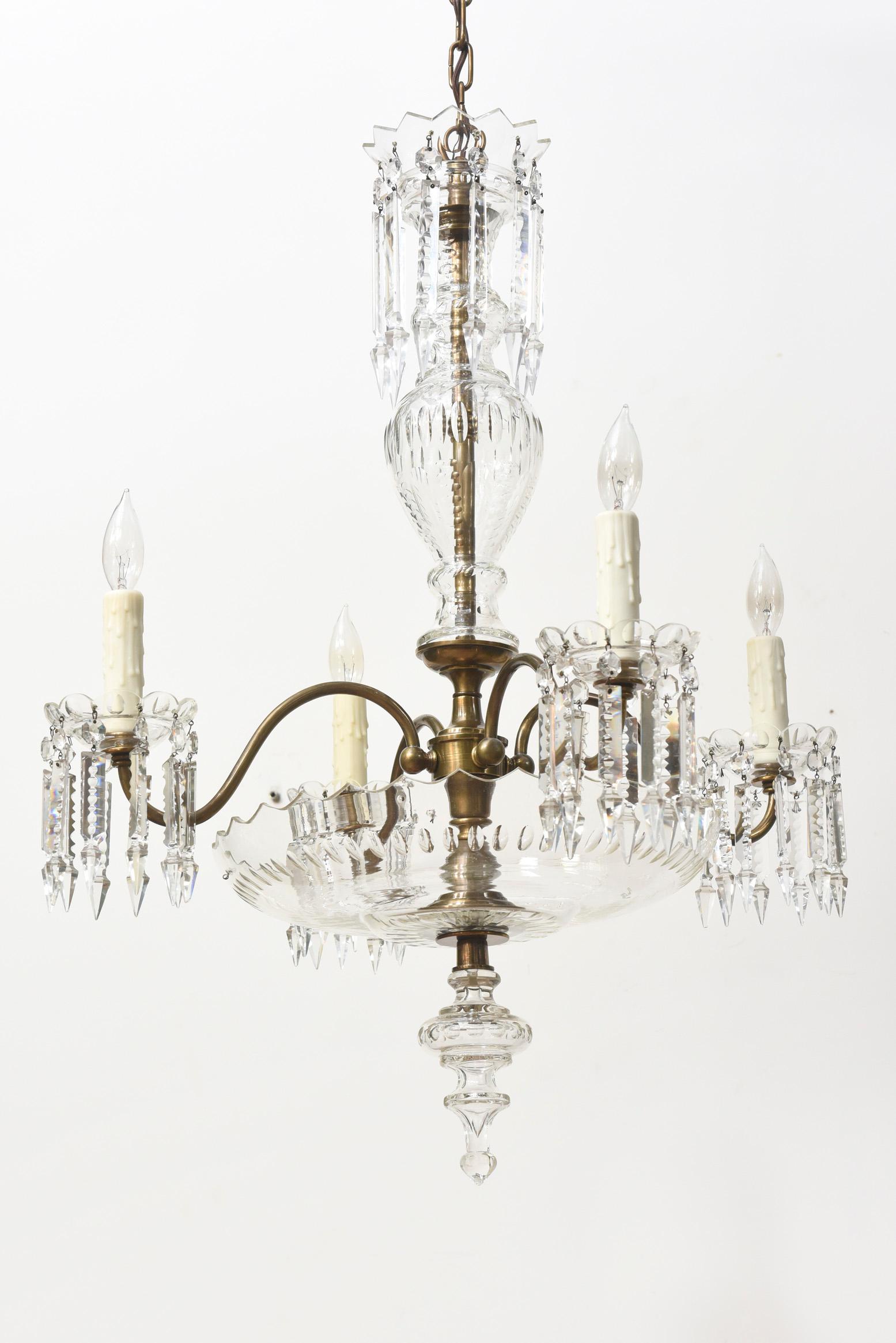 Mid Century Bohemian Chandelier with Cut Crystal For Sale 3