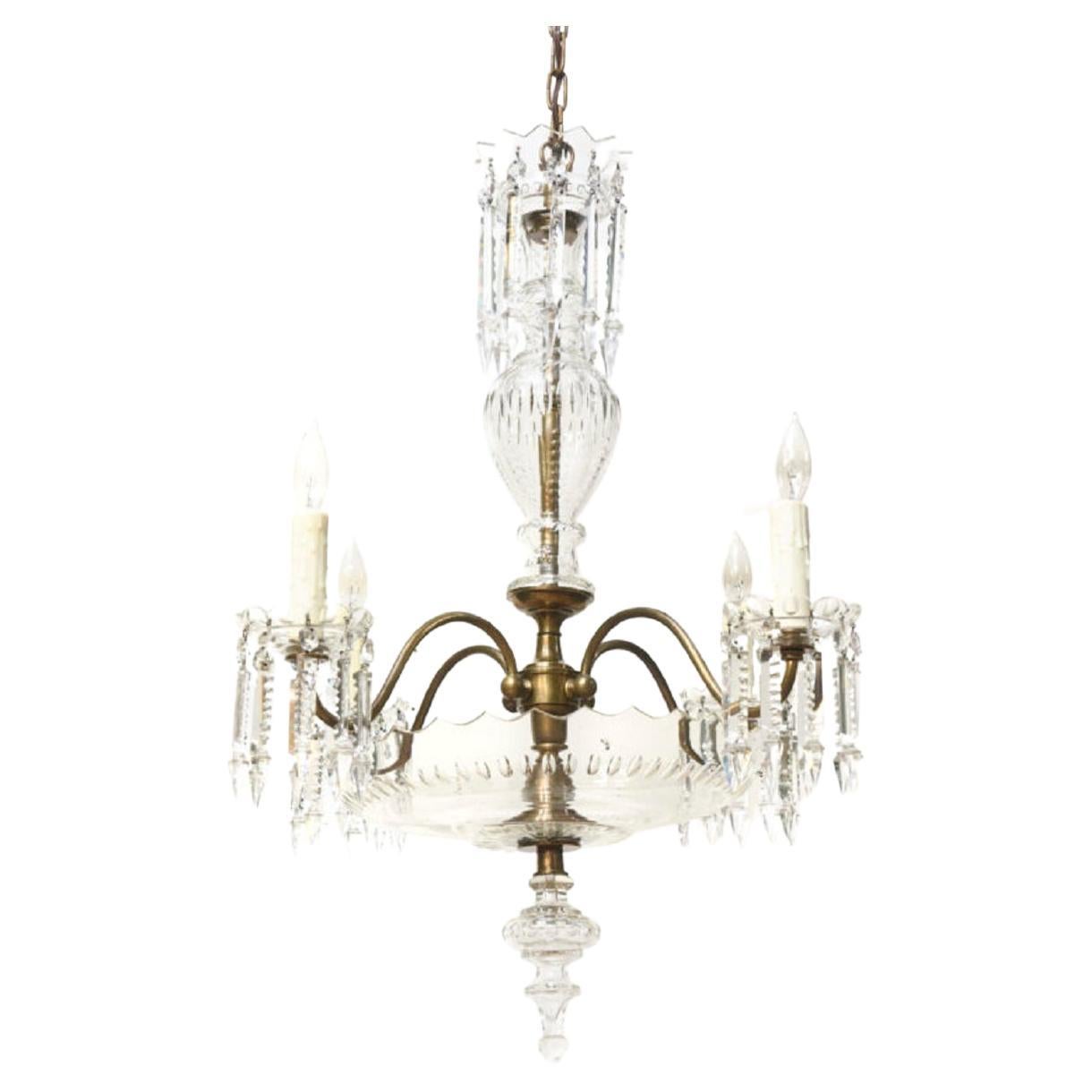 Mid Century Bohemian Chandelier with Cut Crystal For Sale
