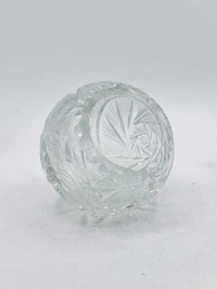 Mid-Century Bohemian Crystal-Cut Clear Sphere Ashtray