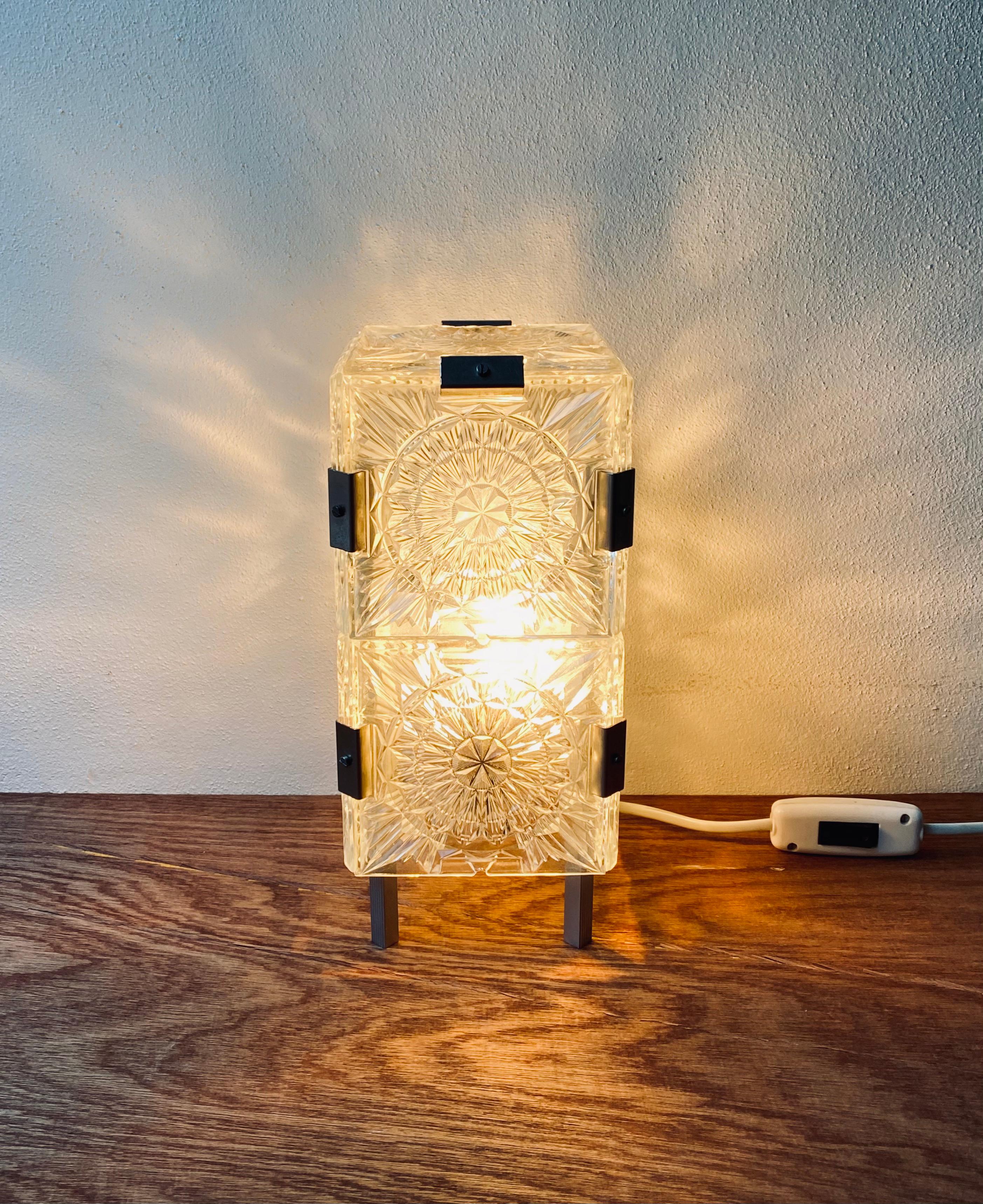 Mid-Century Modern Mid-Century Bohemian Glass Table Lamp by Kamenicky Senov For Sale