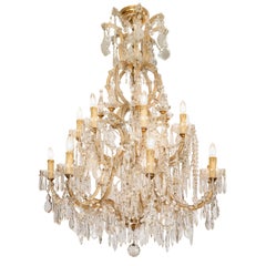 Antique Mid-century Bohemian Marie Therese Baccarat Style 16 Light Crystal Chandelier