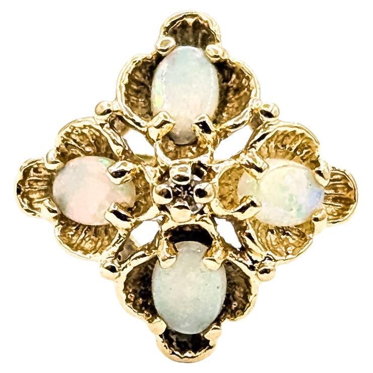 Mid-century Bohemian Opal
Diamond Ring in 14k