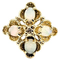 Mid-century Bohemian Opal & Diamond Ring in 14k