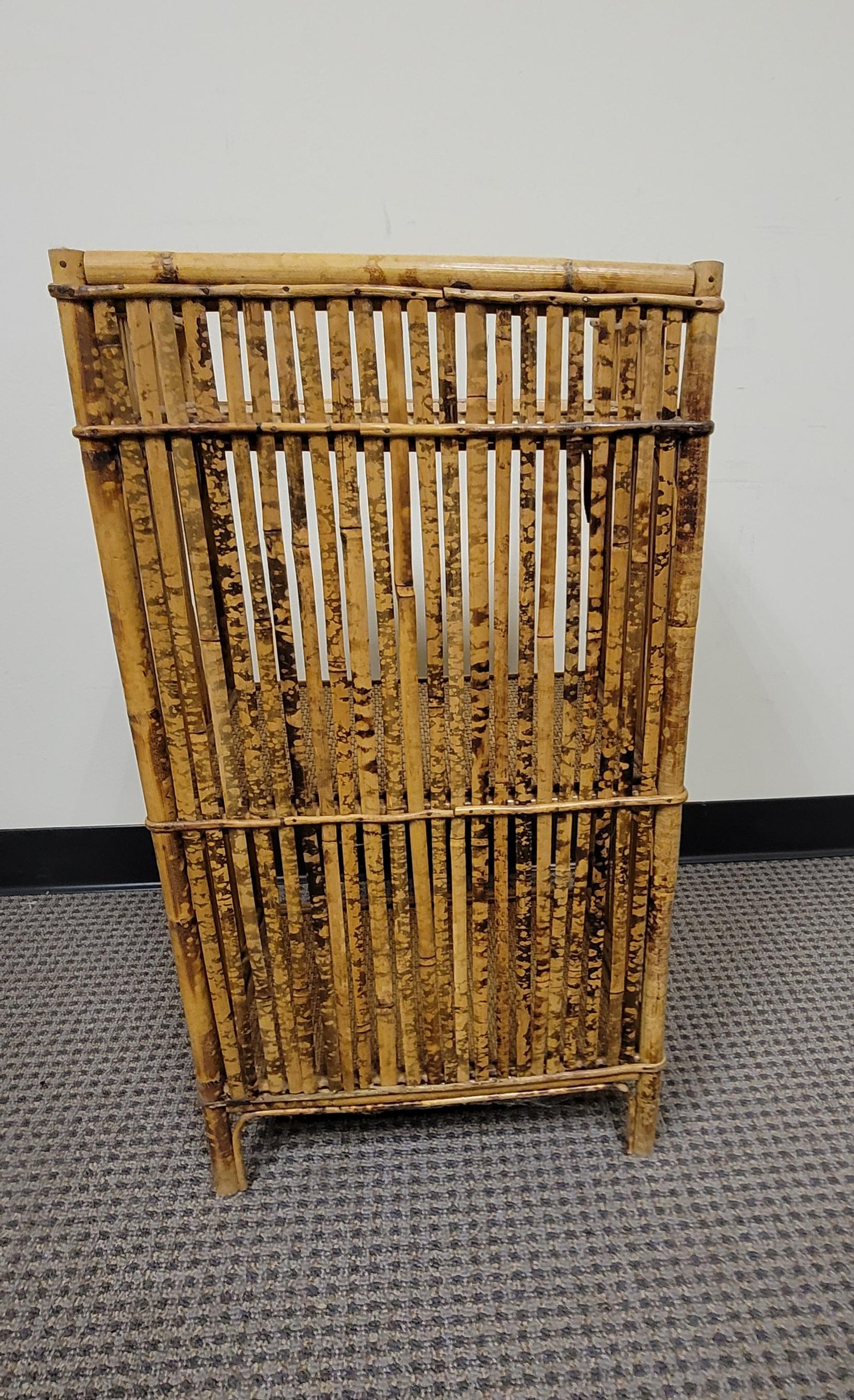 Mid-Century Bohemian Split Bamboo Rattan Wicker Low Bookcase Etagere For Sale 2
