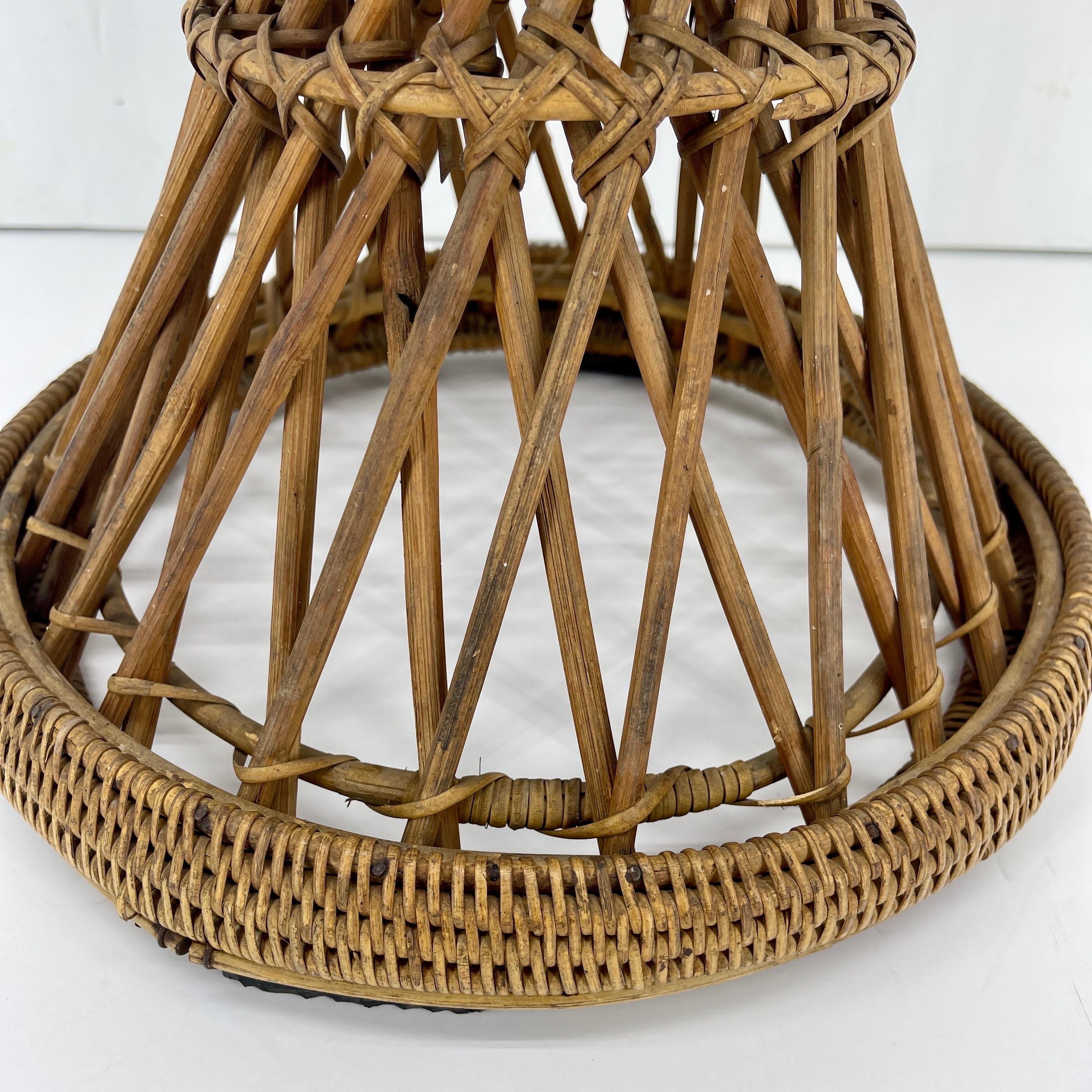 Mid-Century Bohemian Wicker Drum Stool or Side Table 3