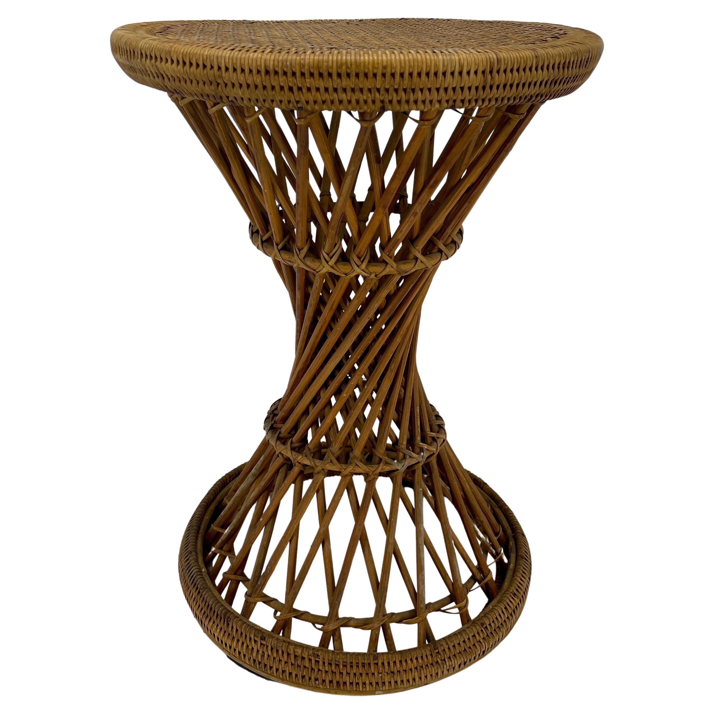 wicker drum side table