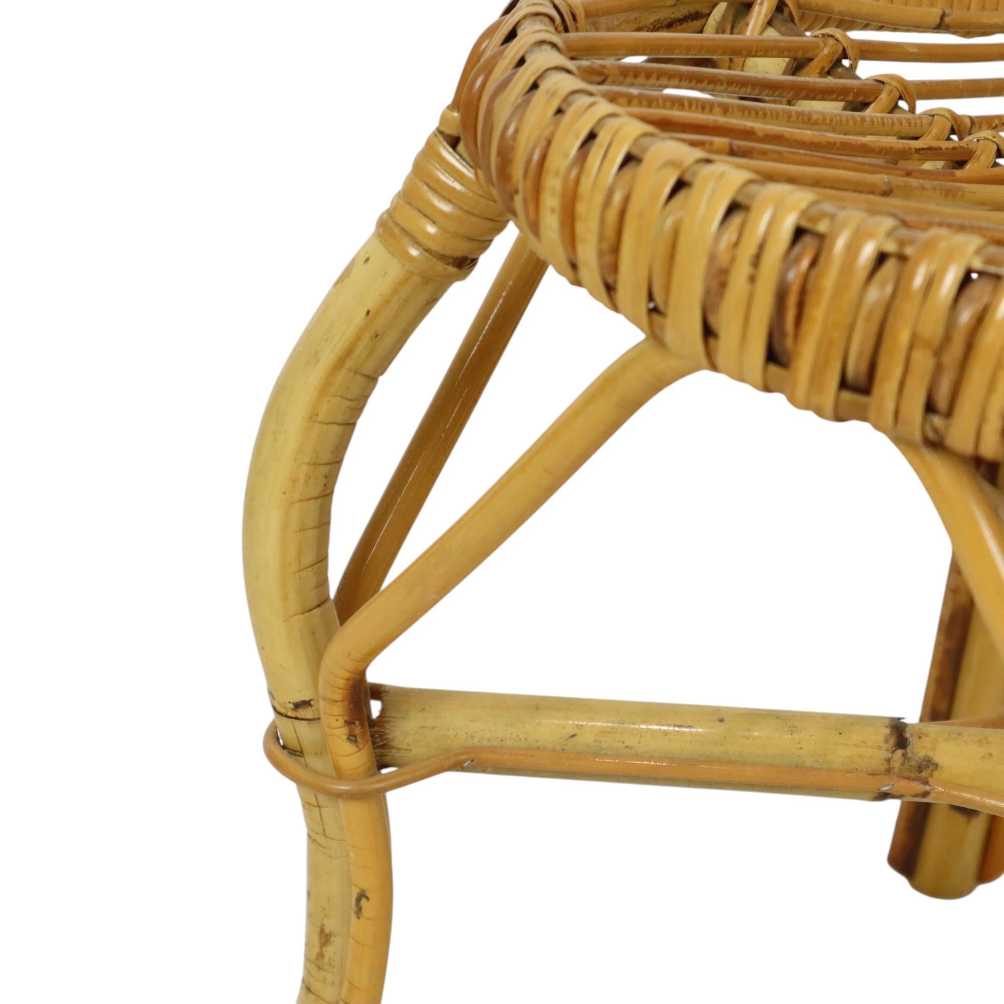 Mid Century Boho Bamboe Rotan Stoel Italiaans Sixties Design en venta 2