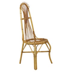 Mid Century Boho Bamboe Rotan Stoel Italiaans Sixties Design