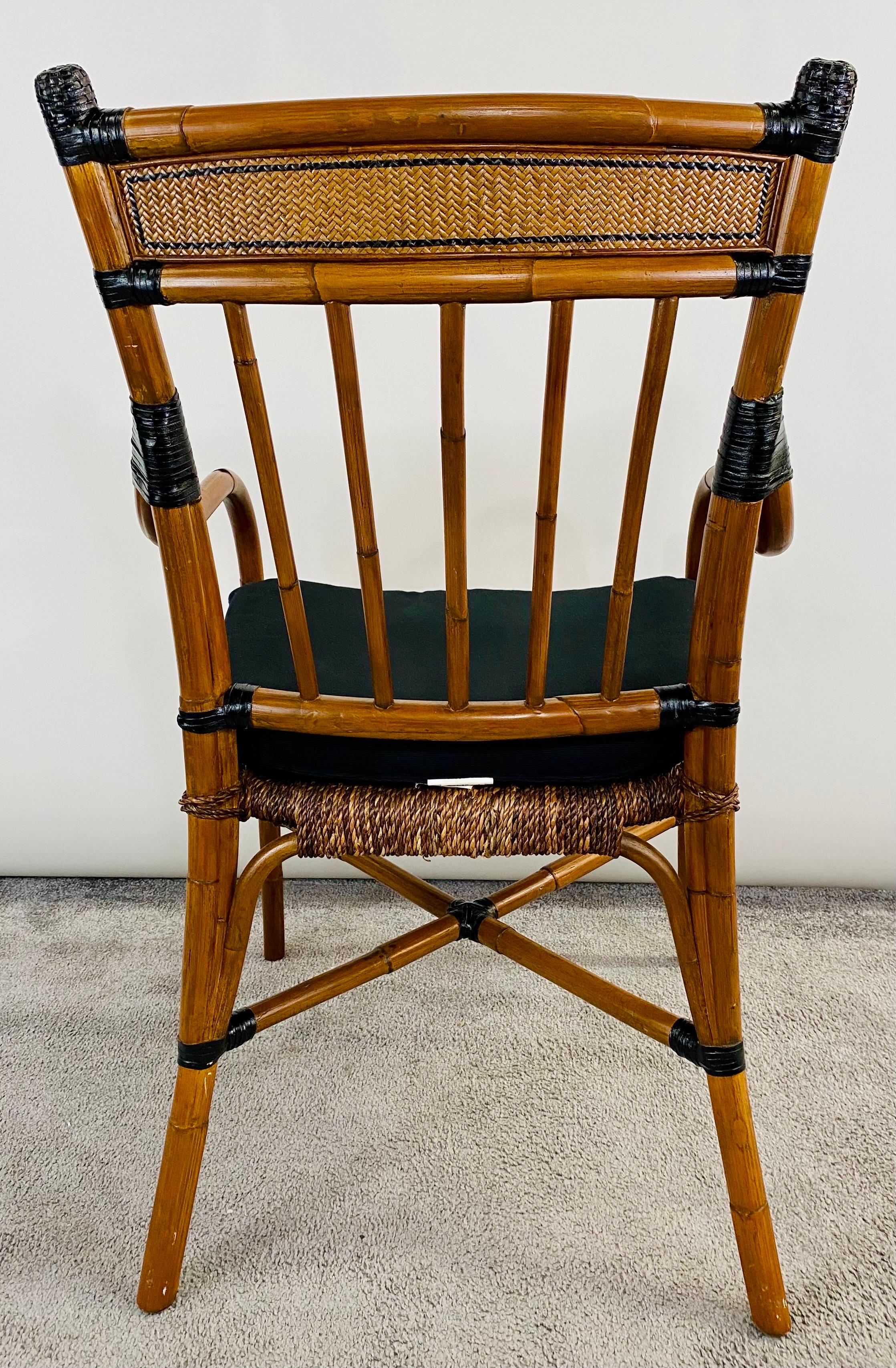 Mid Century Boho Chic Faux Bamboo Rattan Chair For Sale 2