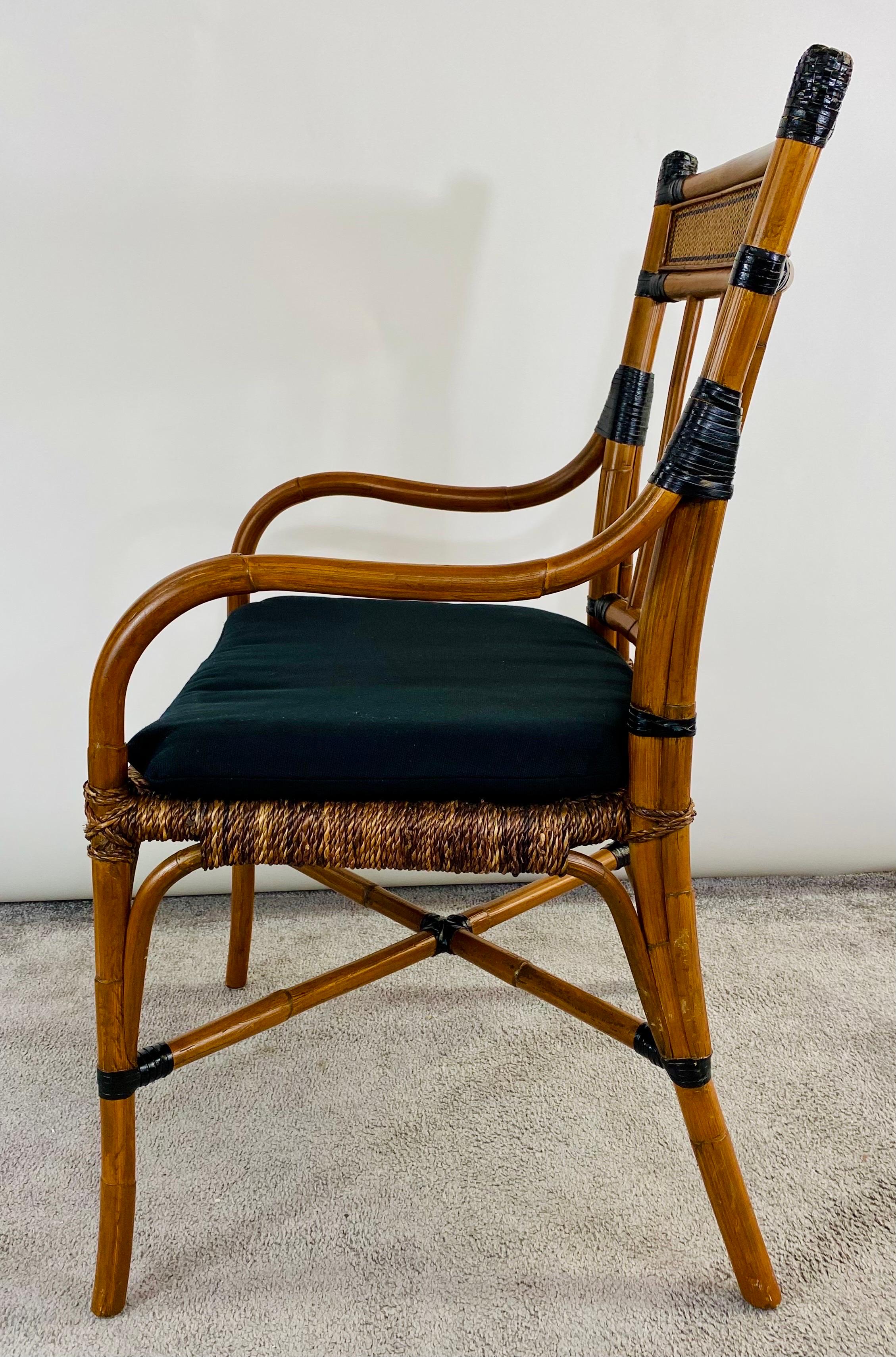 Mid Century Boho Chic Faux Bamboo Rattan Chair For Sale 4