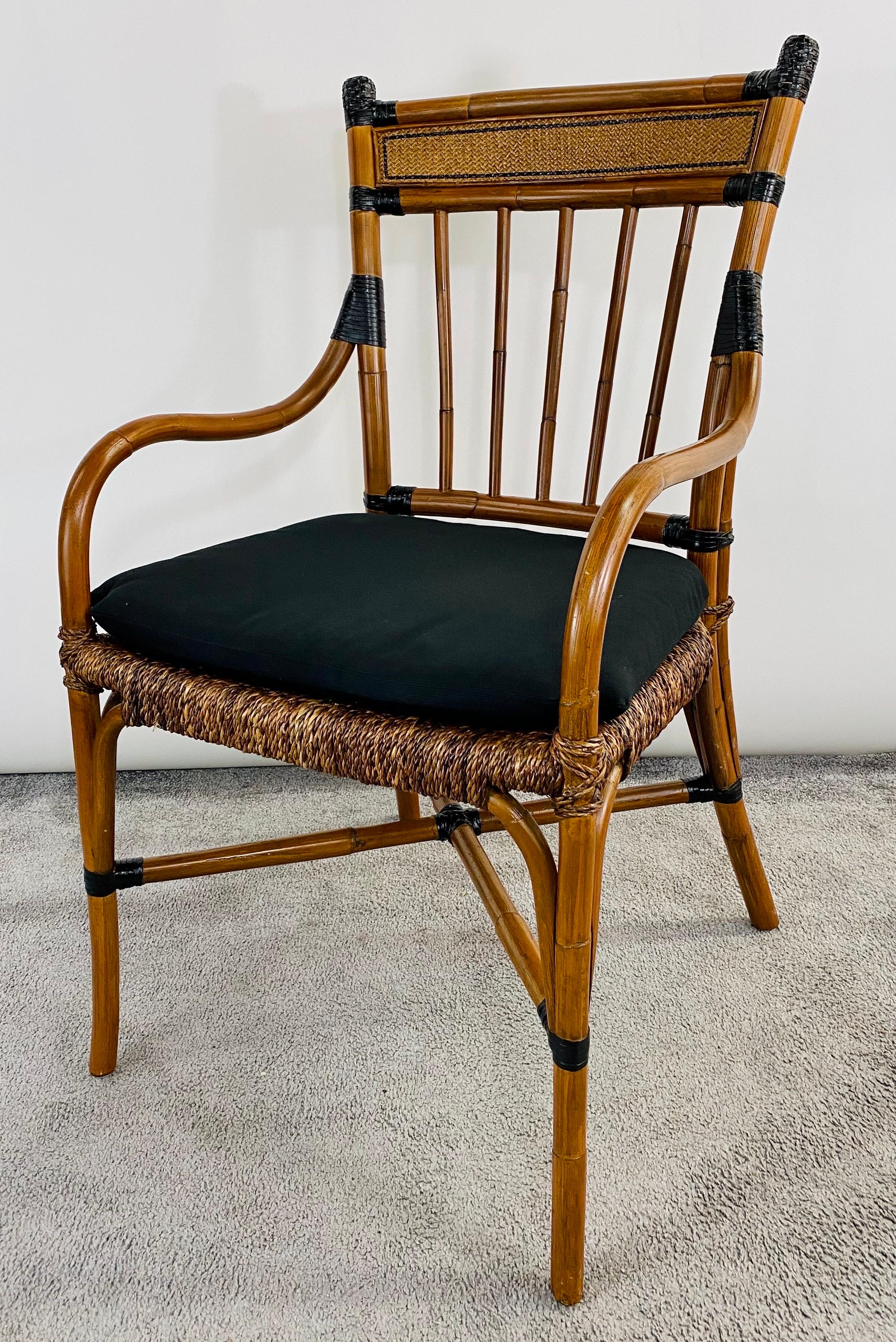 Mid Century Boho Chic Faux Bamboo Rattan Chair For Sale 6