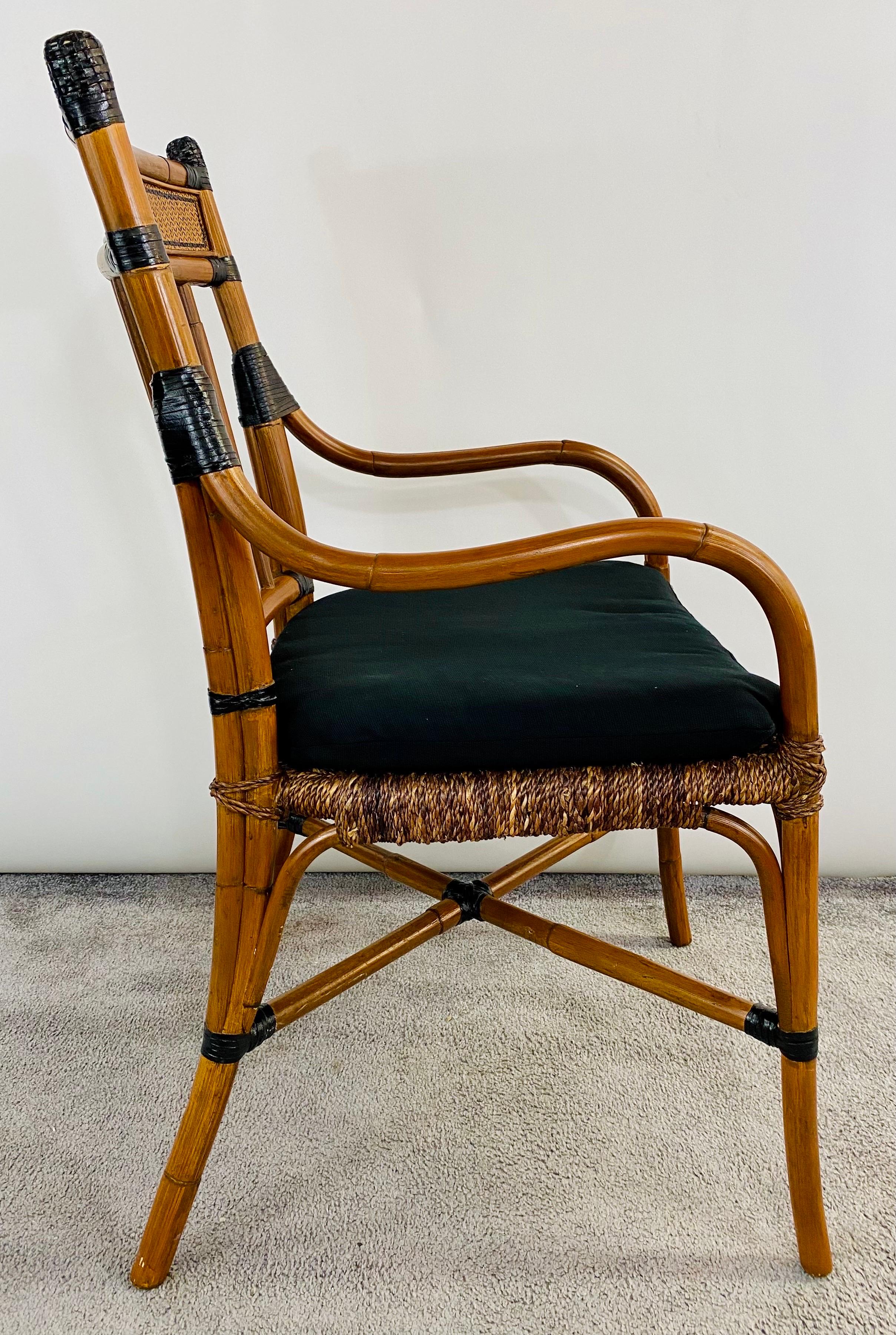 Mid Century Boho Chic Faux Bamboo Rattan Chair For Sale 1