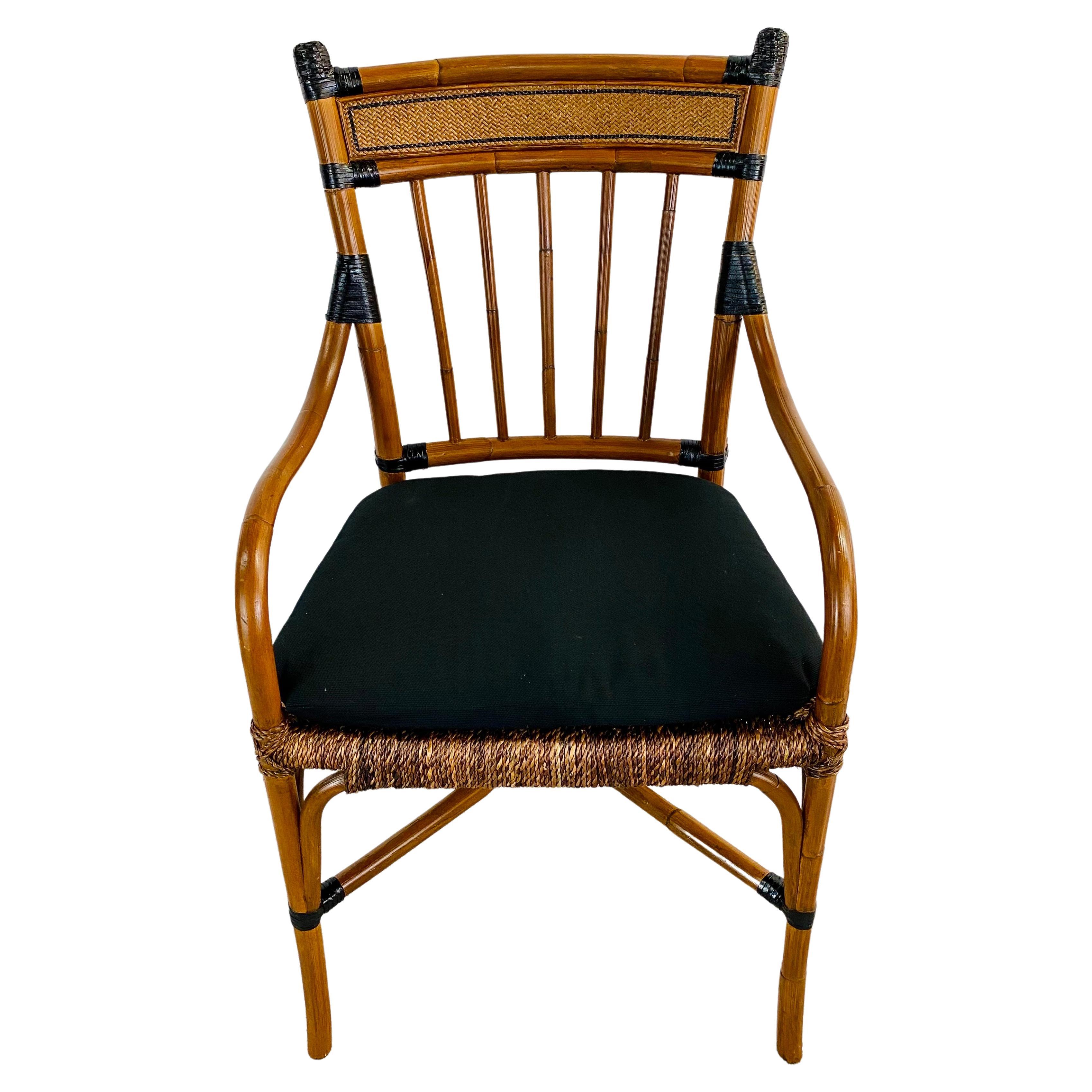 Mid Century Boho Chic Faux Bamboo Rattan Chair For Sale