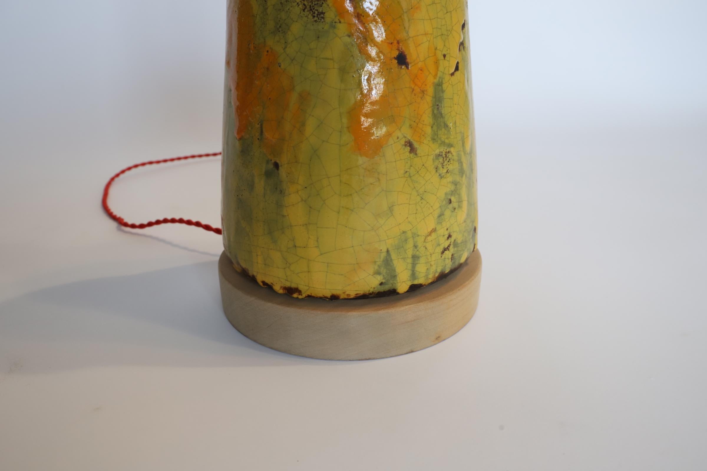 Midcentury Boho Glazed Ceramic Table Lamp For Sale 1