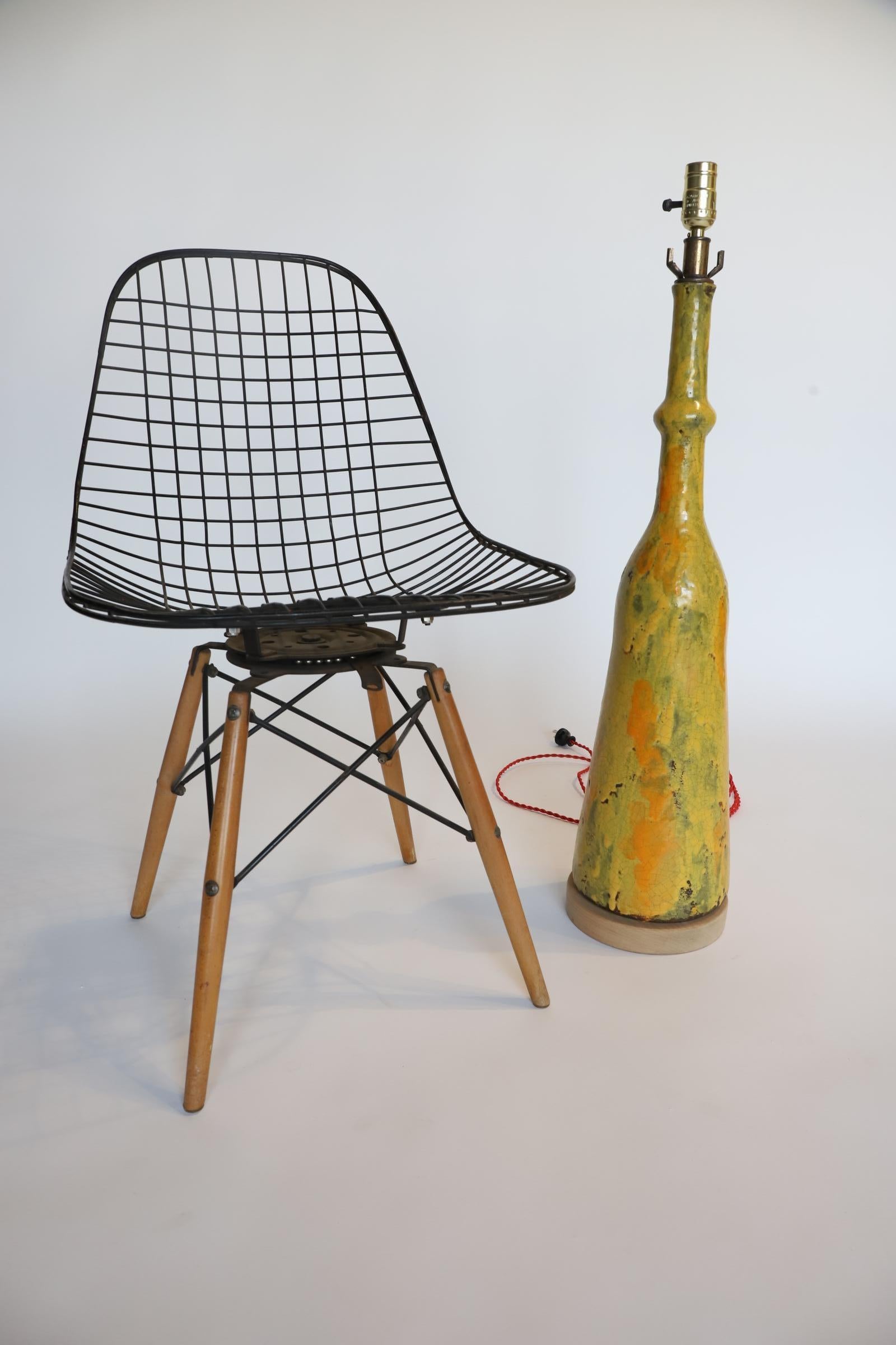 Midcentury Boho Glazed Ceramic Table Lamp For Sale 4