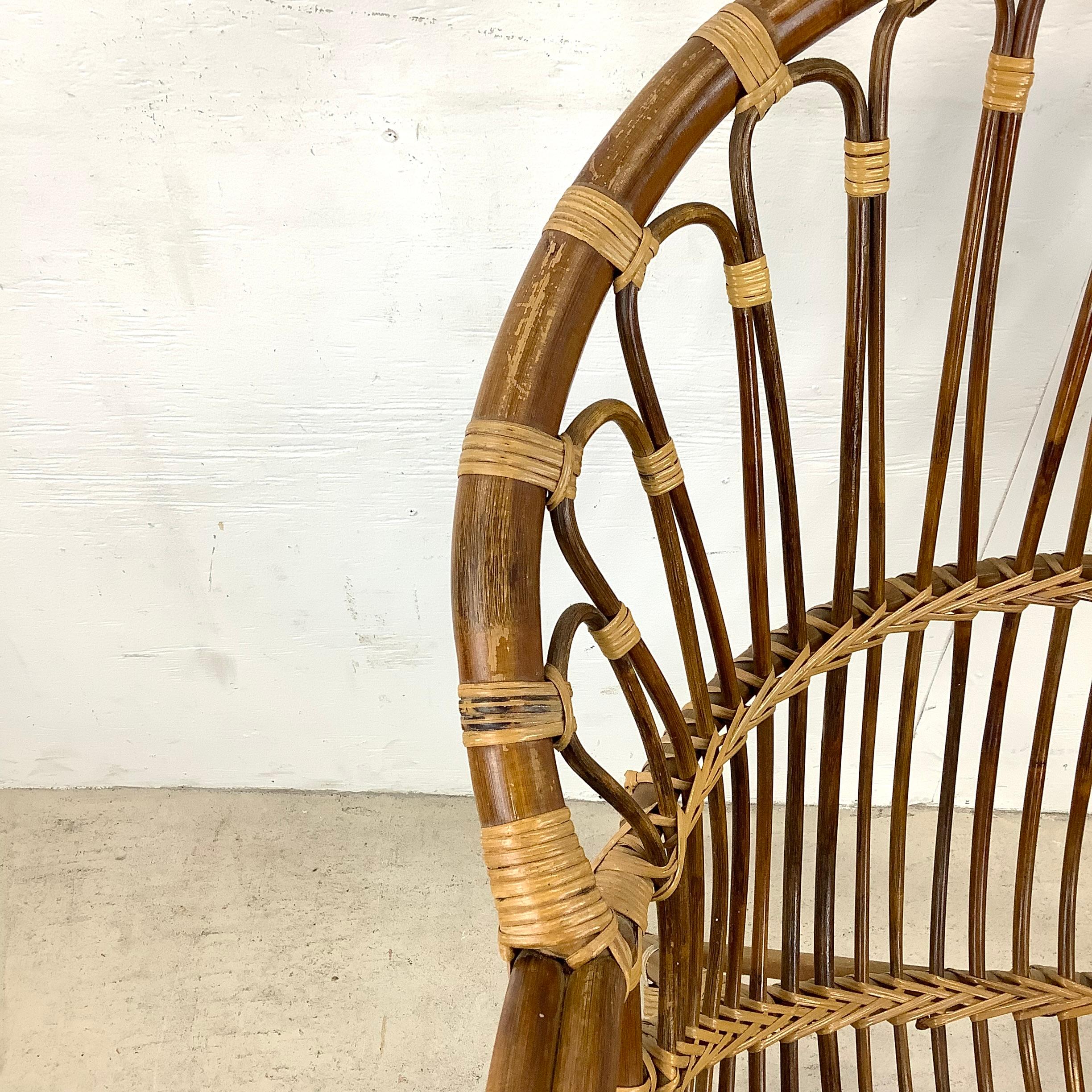 Midcentury Boho Style Bamboo Accent Chair 3