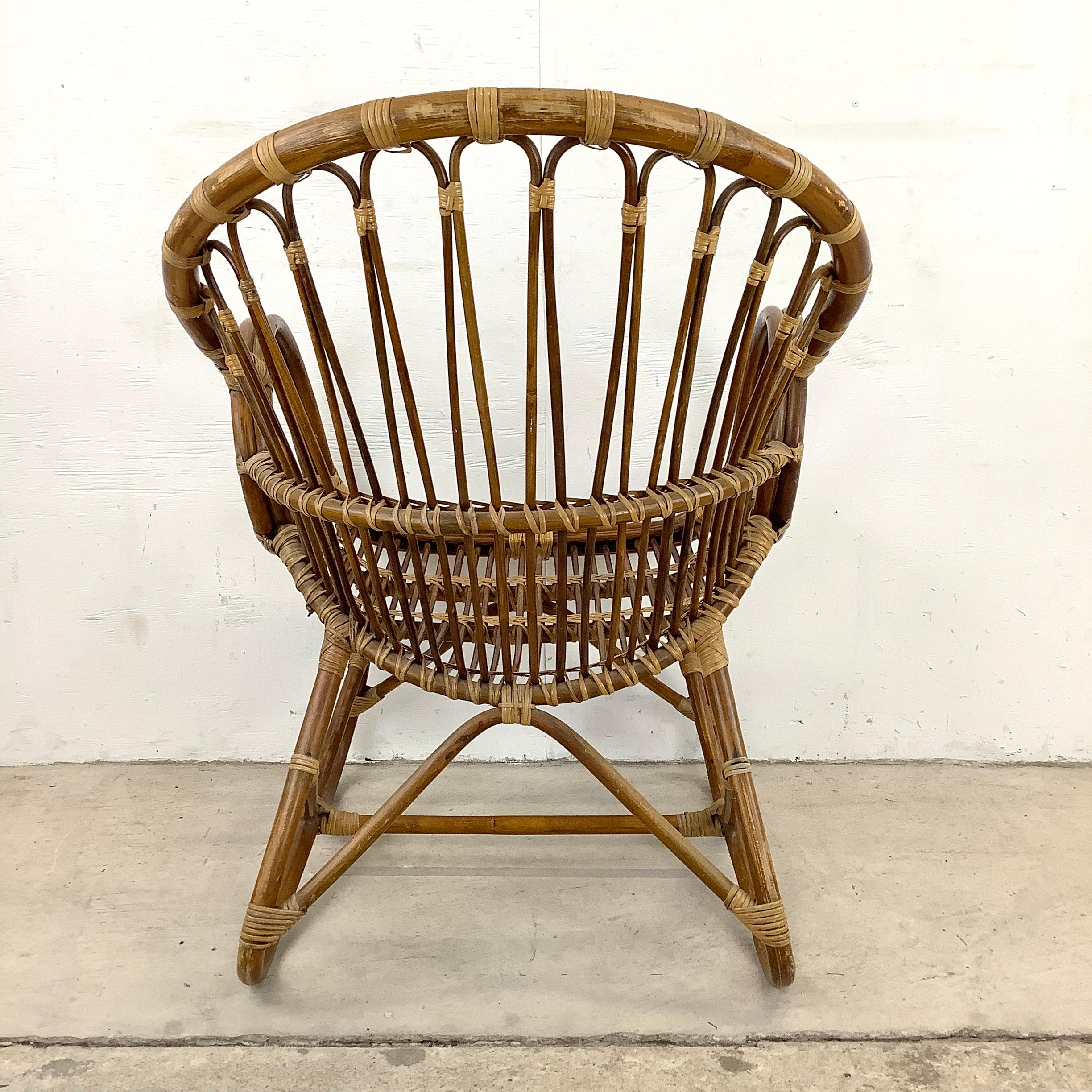 Unknown Midcentury Boho Style Bamboo Accent Chair