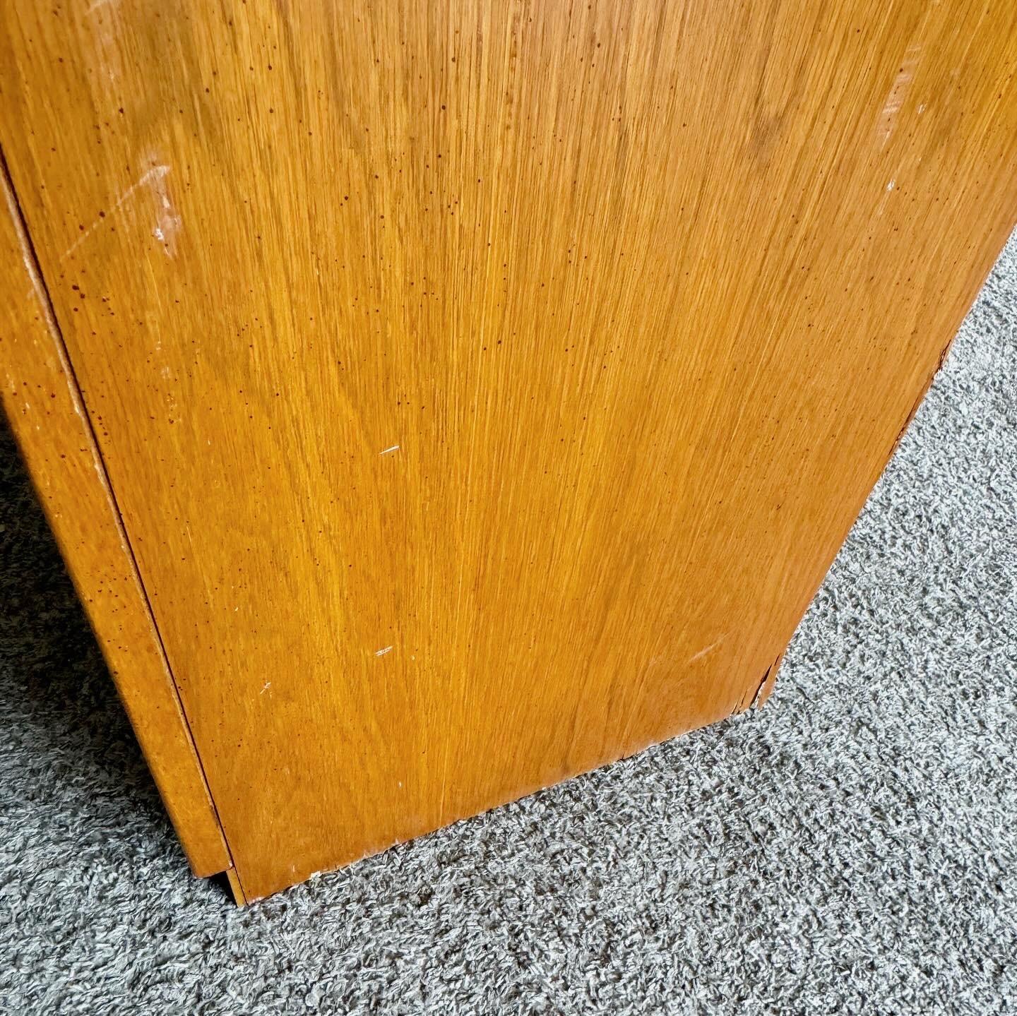 Late 20th Century Mid Century Boho Wicker and Wooden Highboy Dresser by Dixie Furniture For Sale