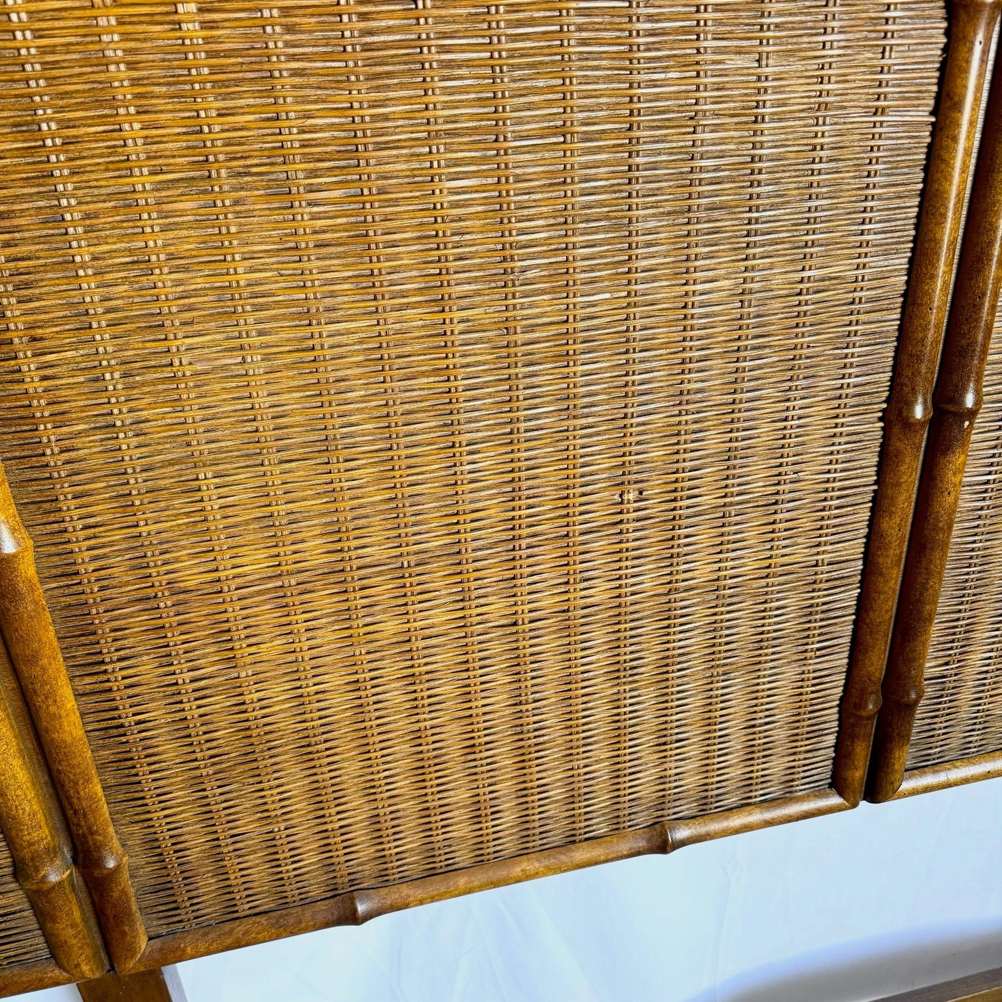Mid Century Boho Wicker King Size Headboard by American of Martinsville In Good Condition For Sale In Delray Beach, FL