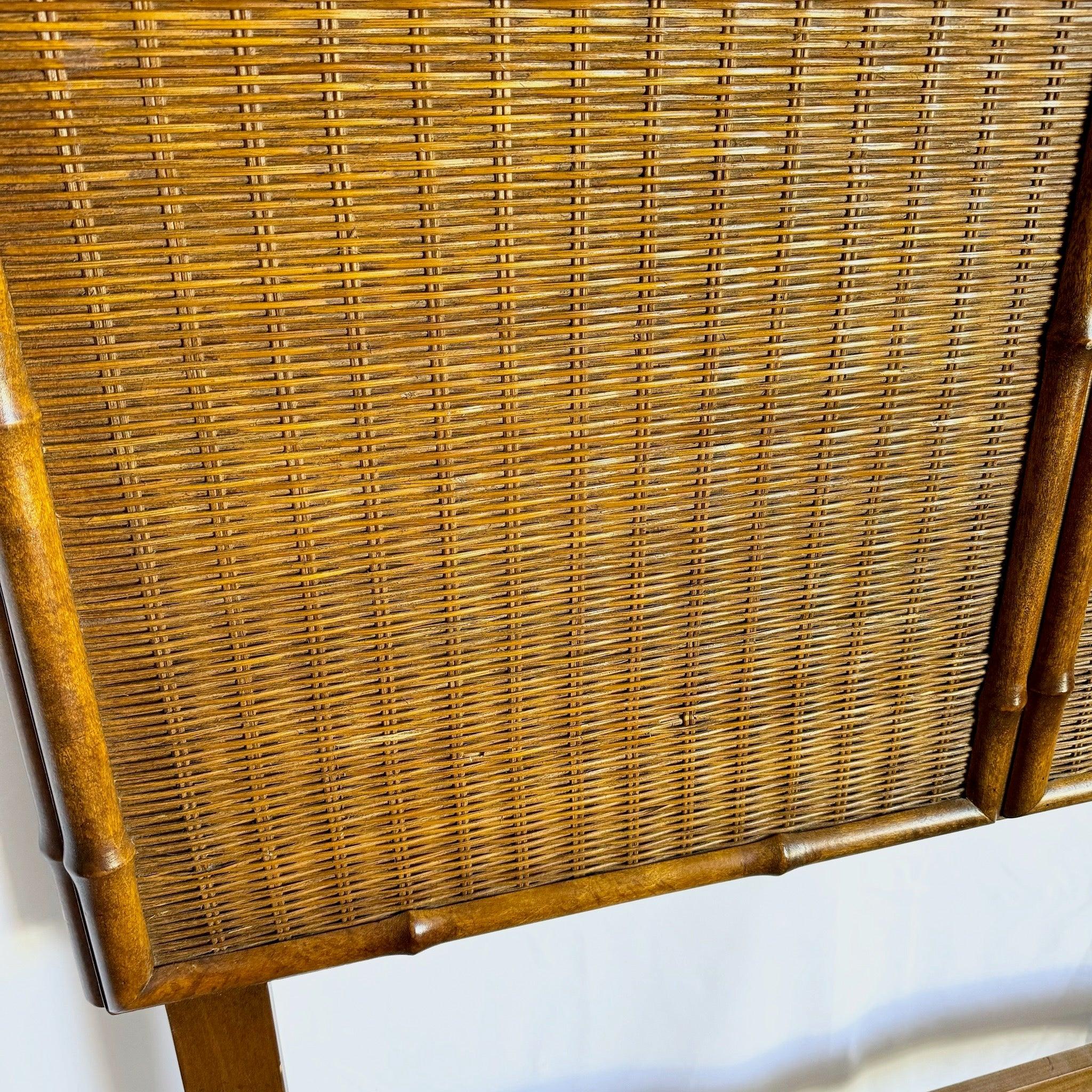 Late 20th Century Mid Century Boho Wicker King Size Headboard by American of Martinsville For Sale