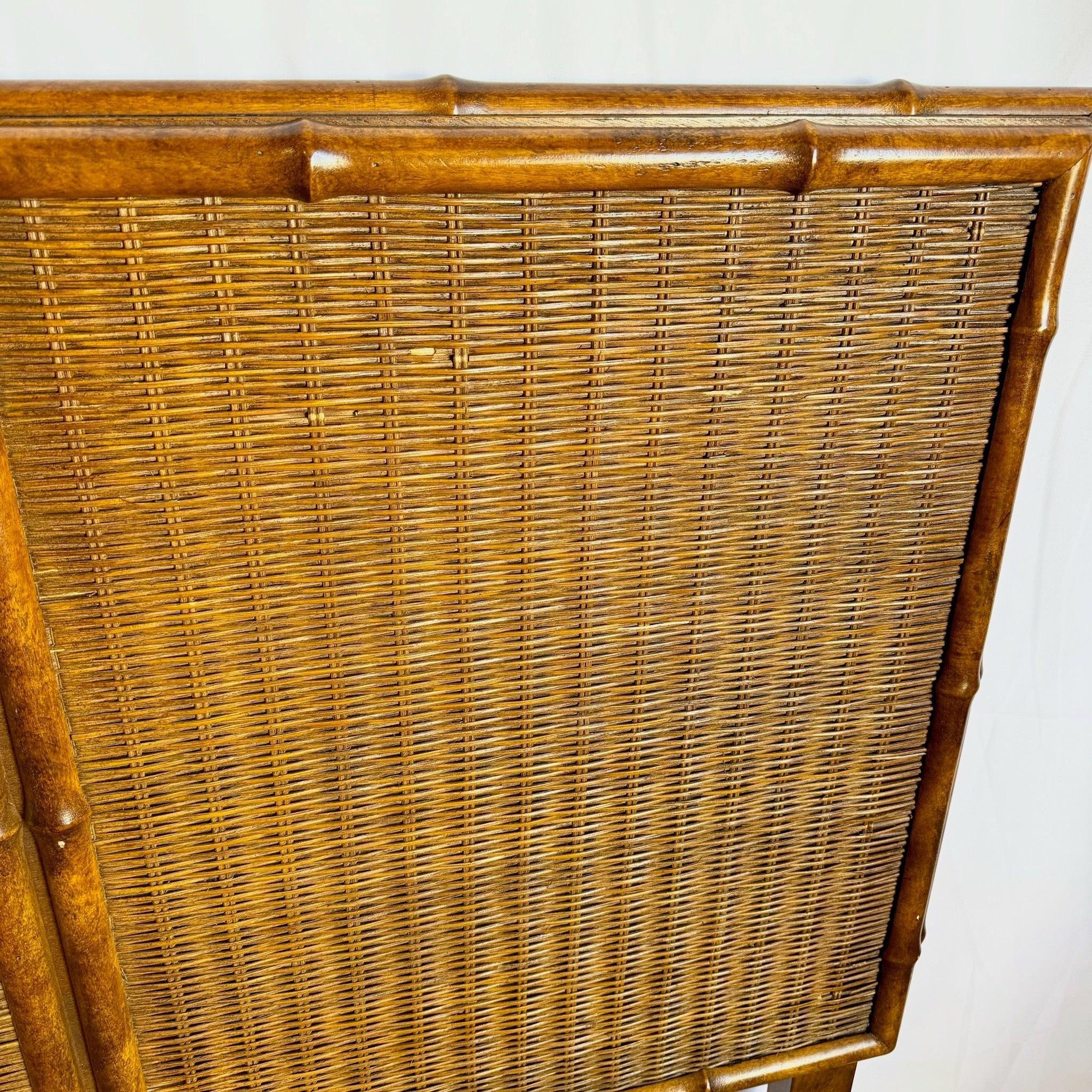 Wood Mid Century Boho Wicker King Size Headboard by American of Martinsville For Sale