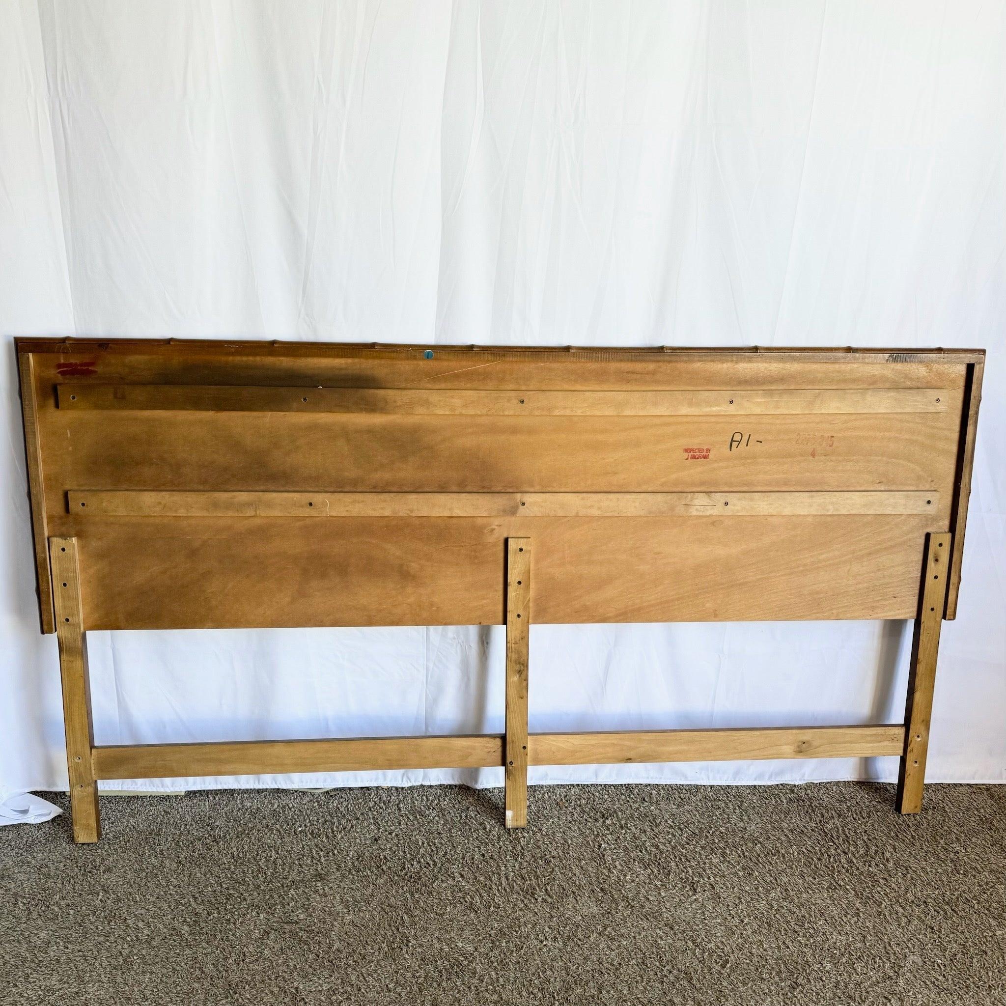 Mid Century Boho Wicker King Size Headboard by American of Martinsville For Sale 1