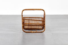 Mid-Century Italian Bamboo and Wicker Magazine Rack, 60s
