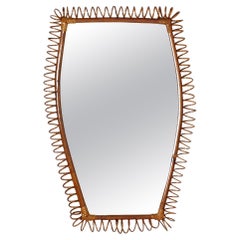 Mid-Century Bonacina (attr.) Bamboo Geometric Wall Mirror, 60s Italy