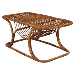 Midcentury Bonacina Bamboo and Wicker Bench, 1960s, Italy