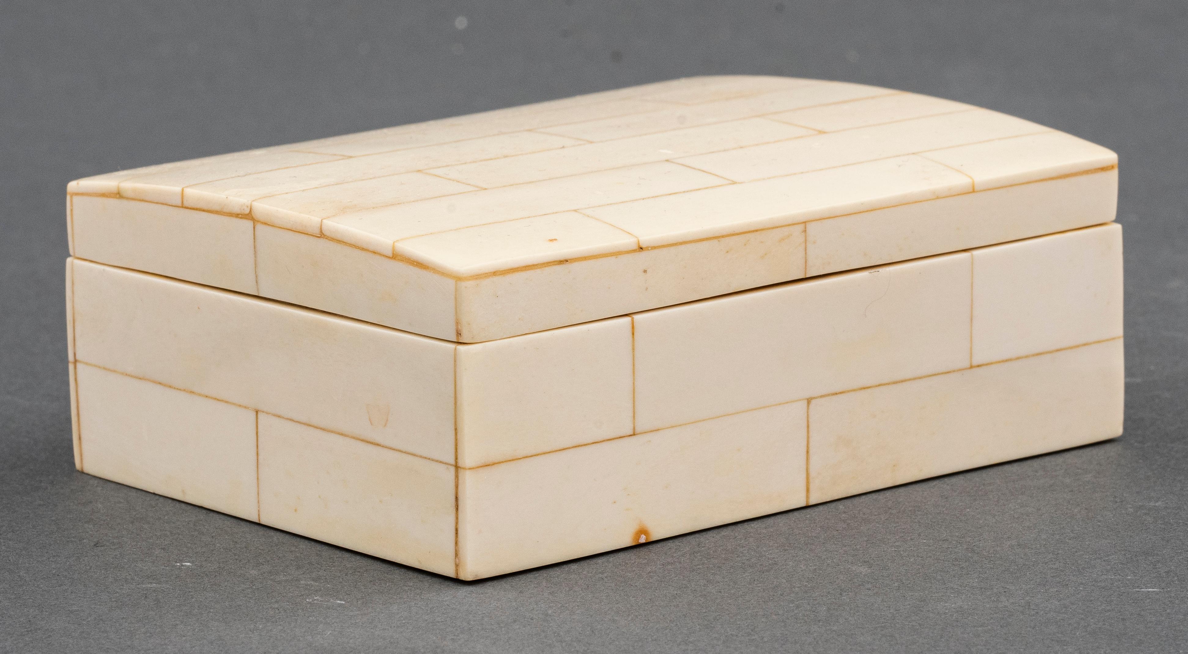 Modern Mid-Century Bone Tessellated Trinket Box For Sale