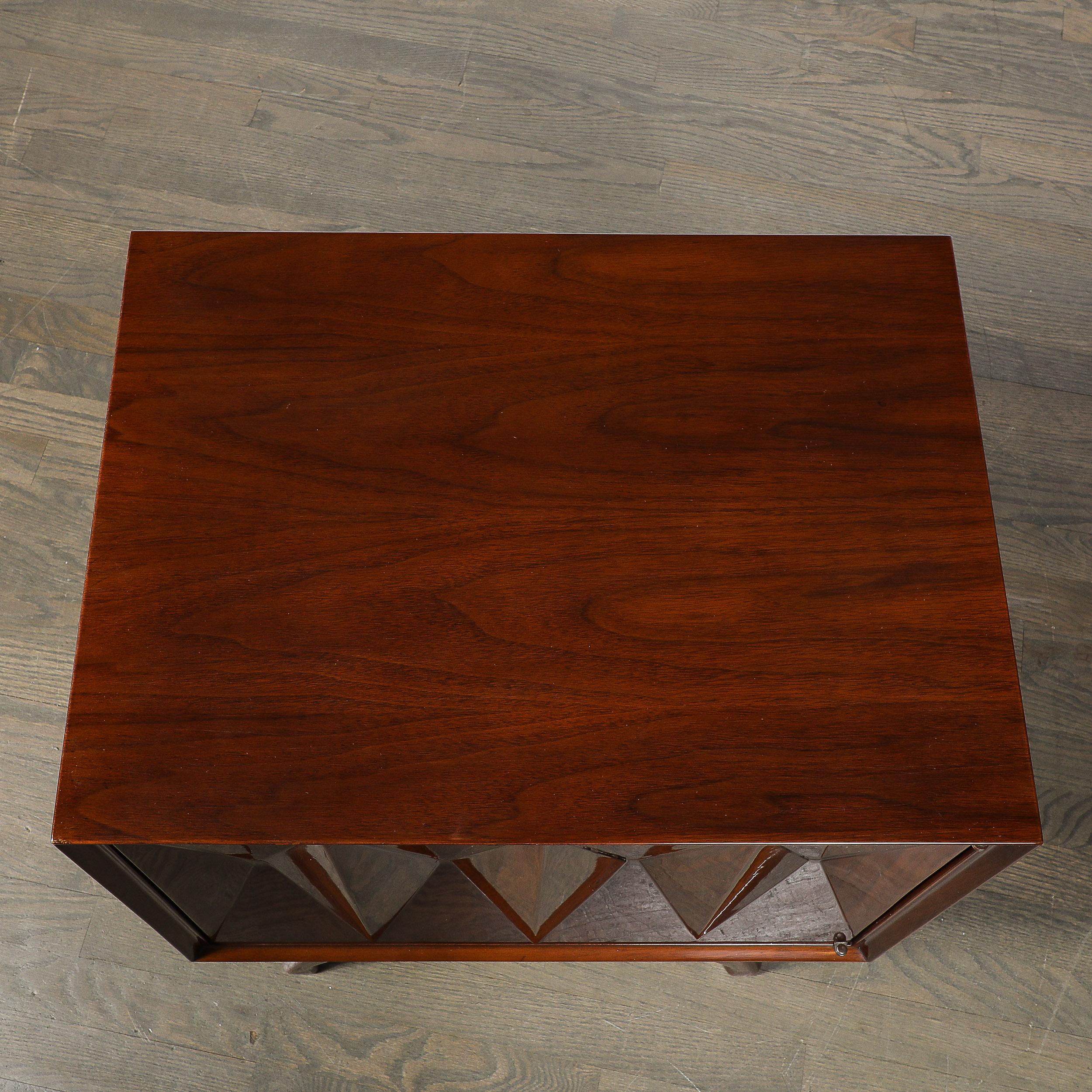 Mid-Century Book-Matched Walnut Diamond Front Nightstands by Albert Parvin For Sale 8