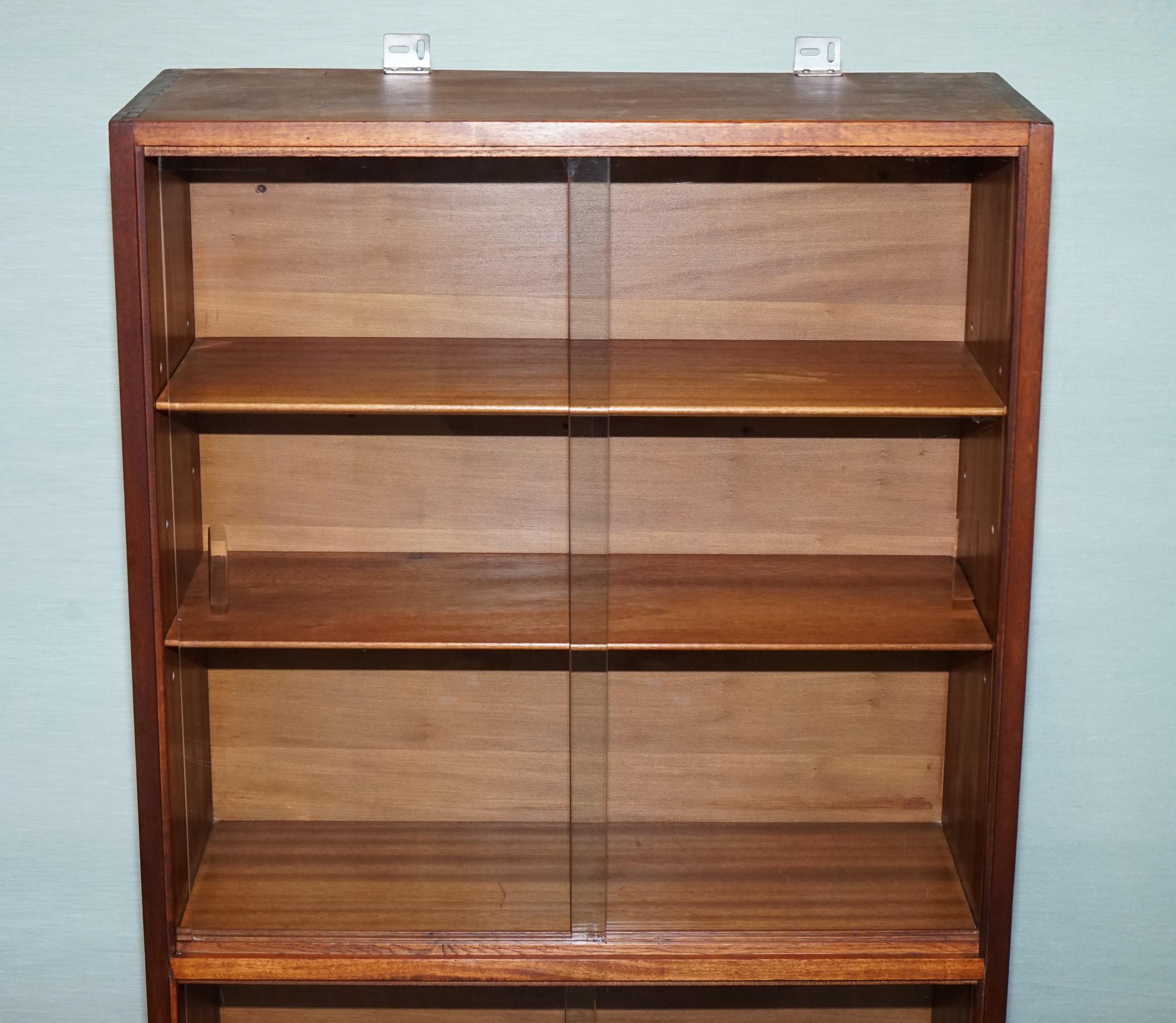 Hand-Crafted MID CENTURY BOOKCASE DISPLAY CABINET WITH GLASS SLiDING DOORS For Sale