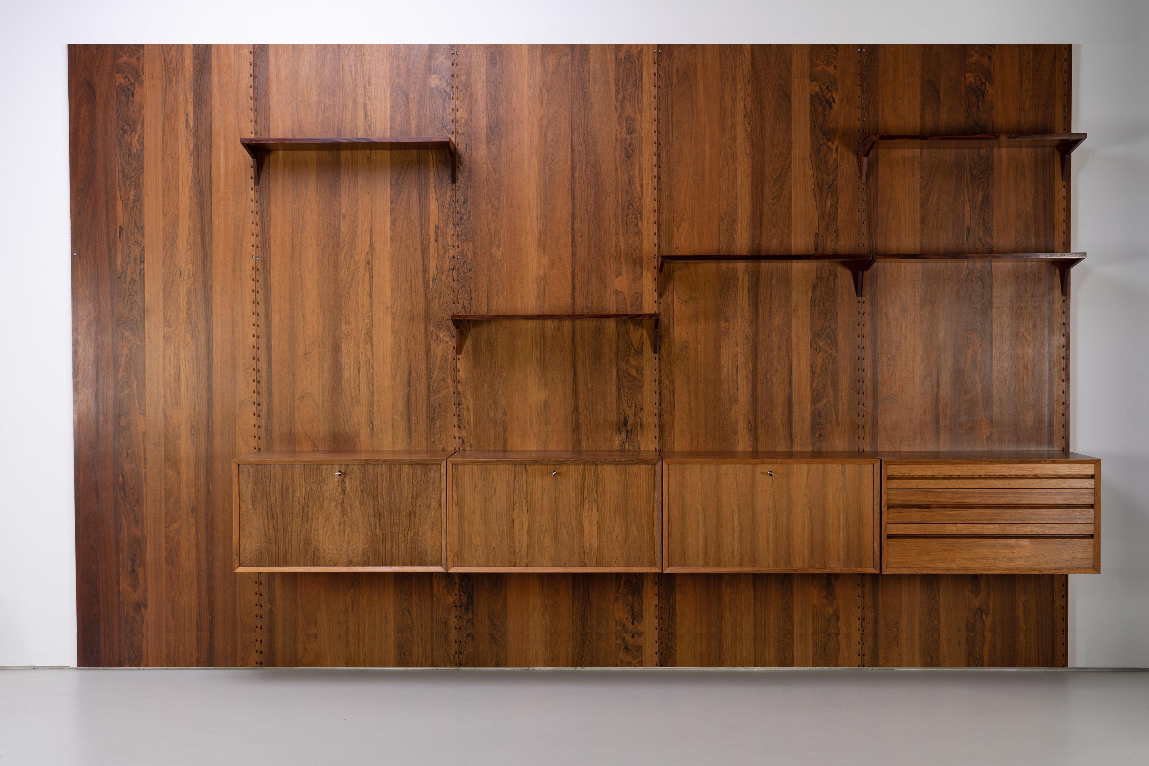 Scandinavian Modern Mid Century Bookcase Wall Unit by Poul Cadovius Denmark 1960s Rosewood