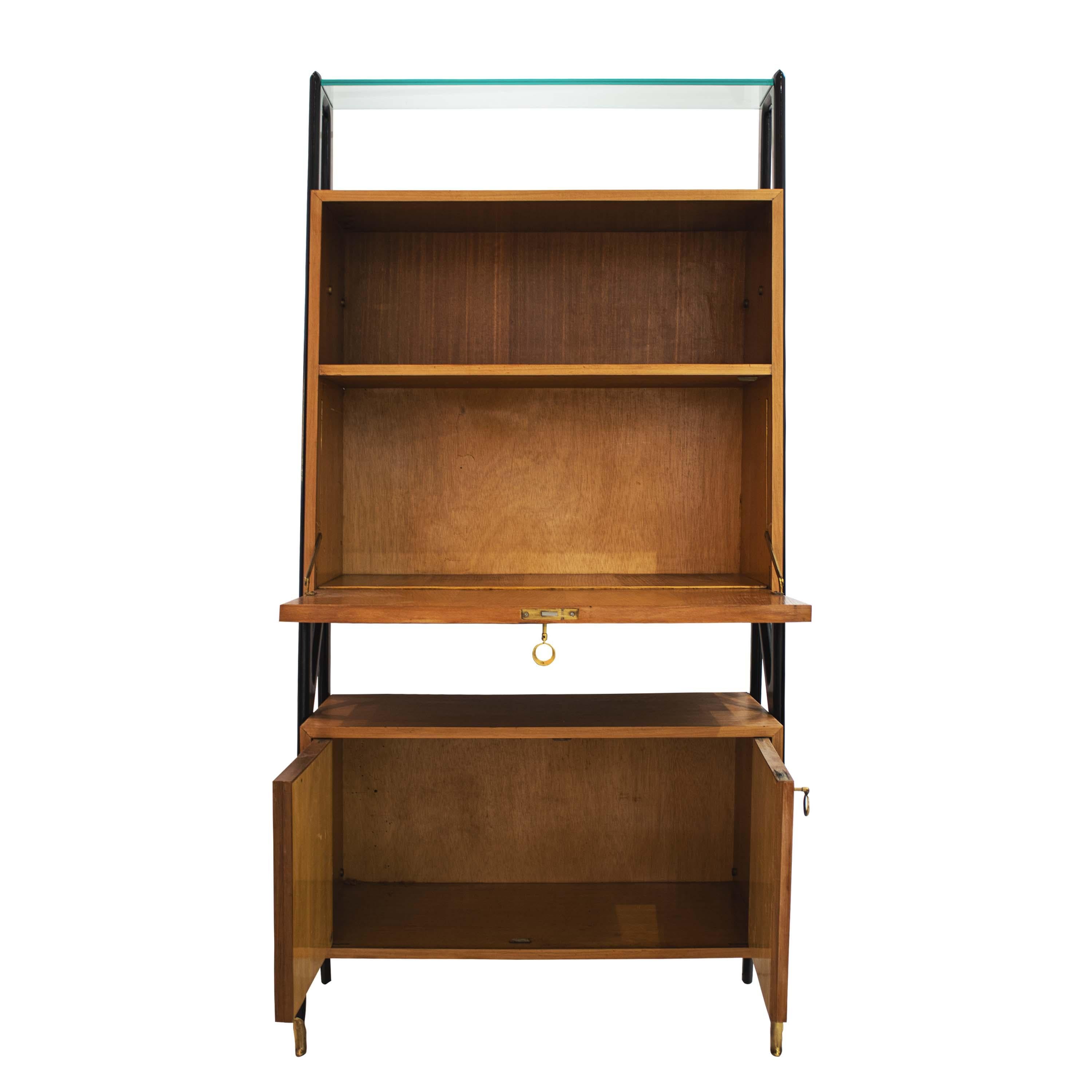 Mid-Century-Bücherregal mit Schreibtisch entworfen von Ico Parisi, Italien, 1950 (Italienisch)