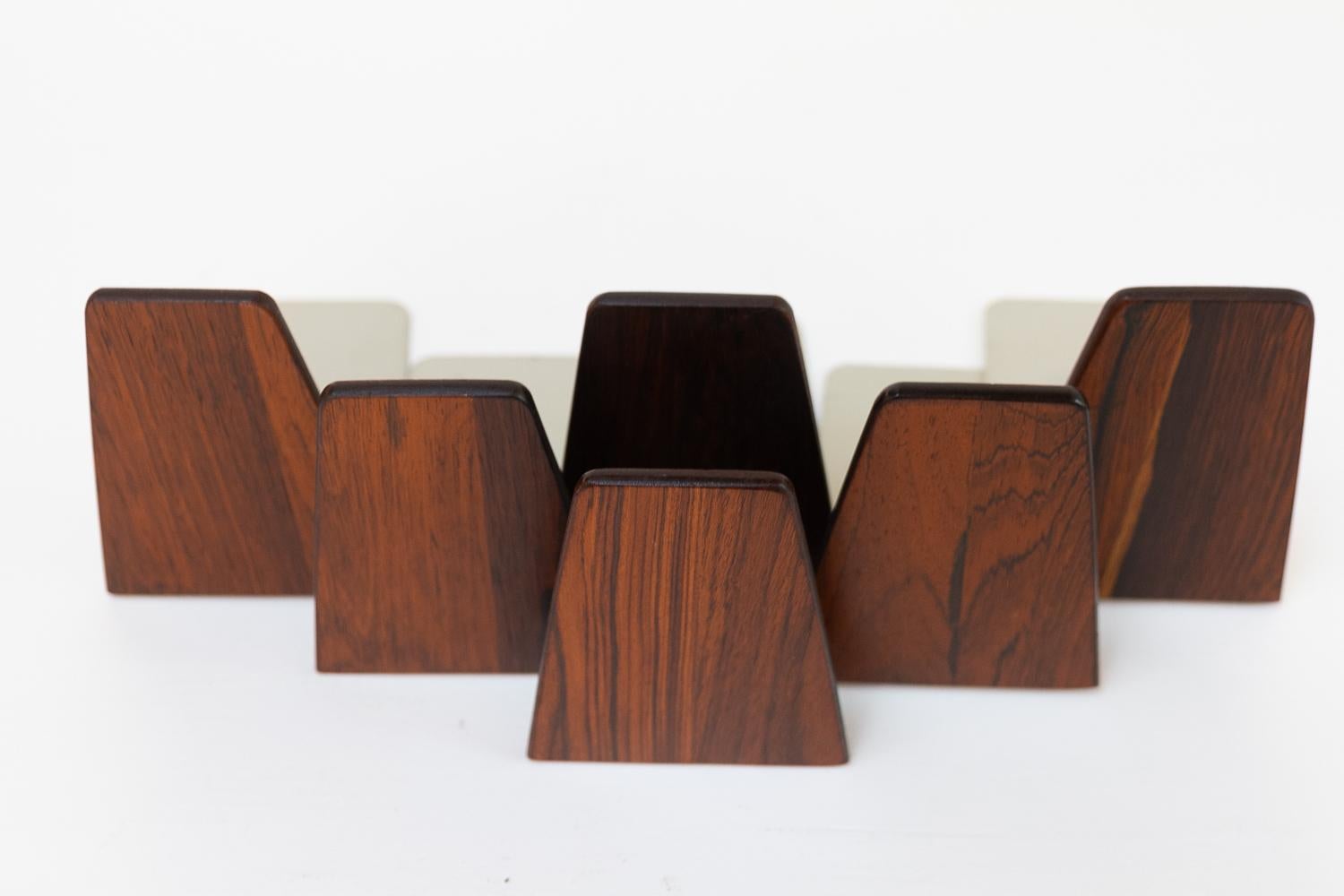 Scandinavian Modern Mid-Century Bookends by Kai Kristiansen for FM 1960s, Set of 6.