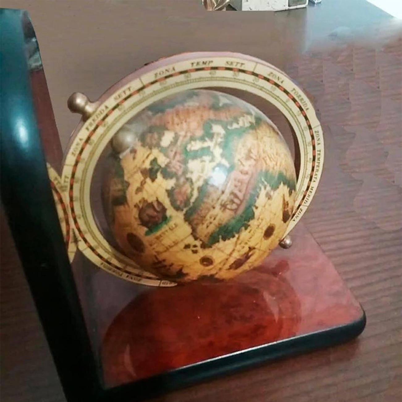 French Mid-Century Bookends World Globe
