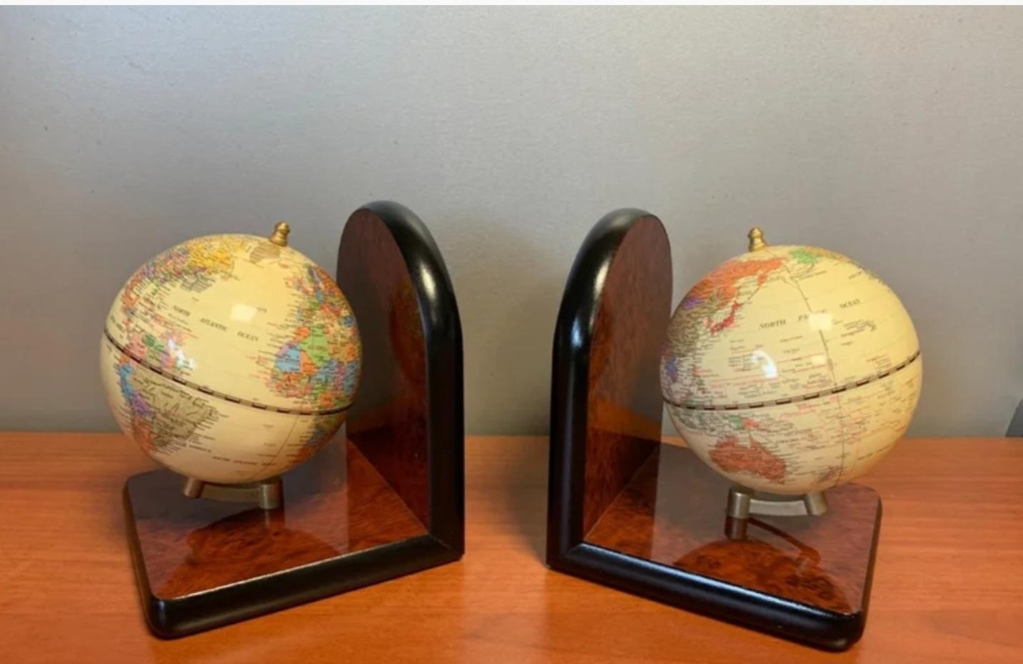 Spanish Mid-Century Bookends World Globe For Sale