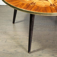 Table de cocktail en noyer et orme assorti avec marqueterie sur le thème du zodiaque, milieu du siècle dernier