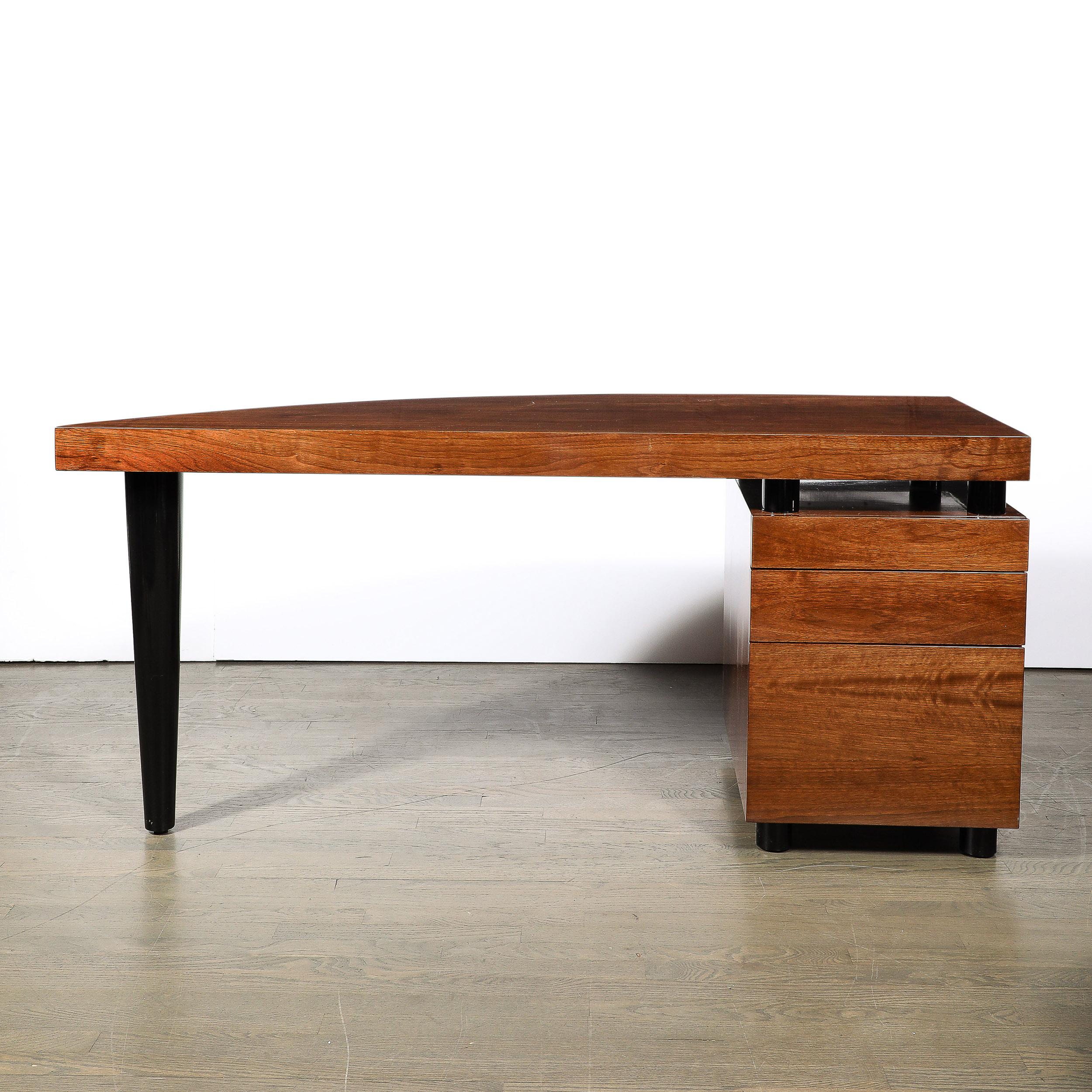 Mid-Century Bookmatched Walnut W/ Tapered Leg Boca Desk by Leon Rosen for Pace For Sale 4
