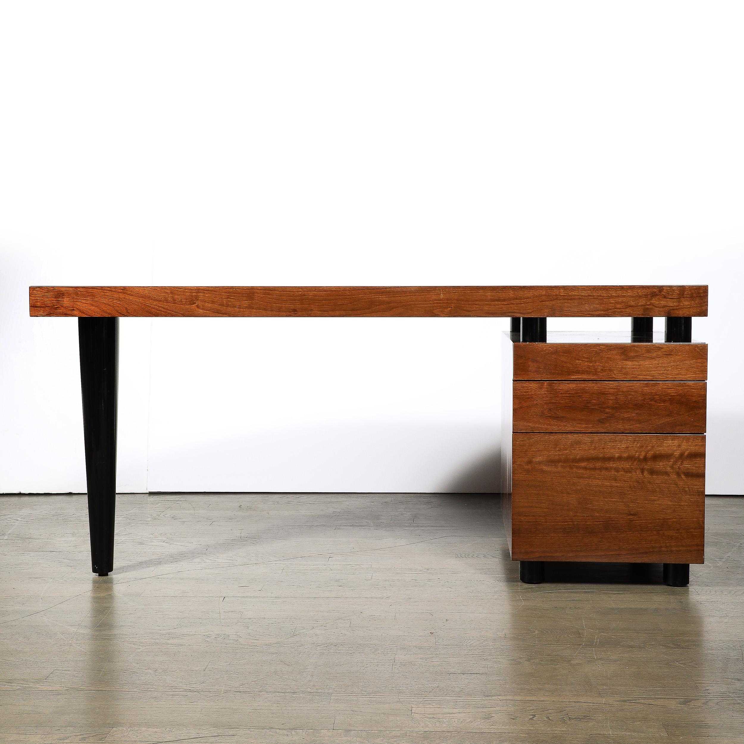 Mid-Century Bookmatched Walnut W/ Tapered Leg Boca Desk by Leon Rosen for Pace For Sale 5