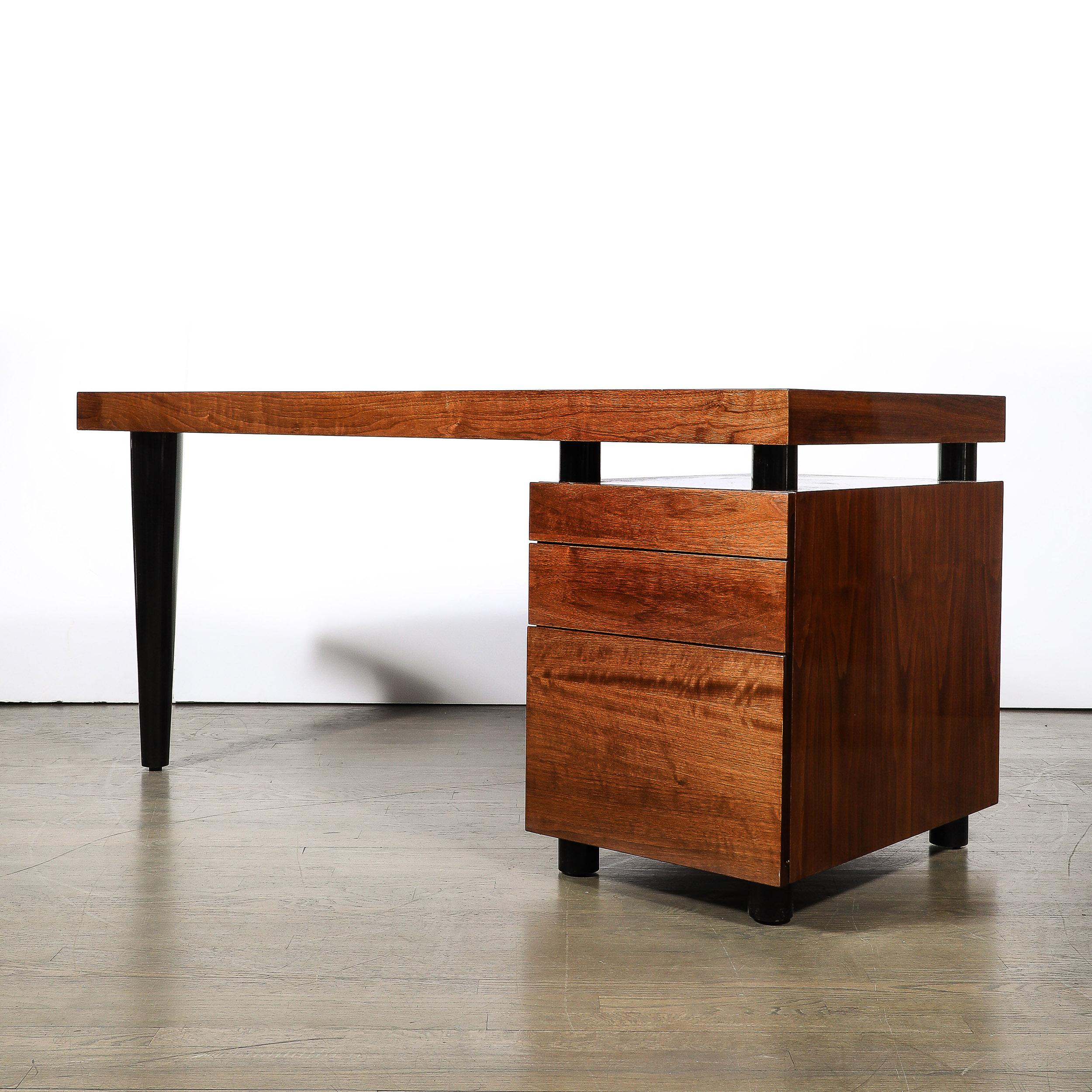 Mid-Century Bookmatched Walnut W/ Tapered Leg Boca Desk by Leon Rosen for Pace 7