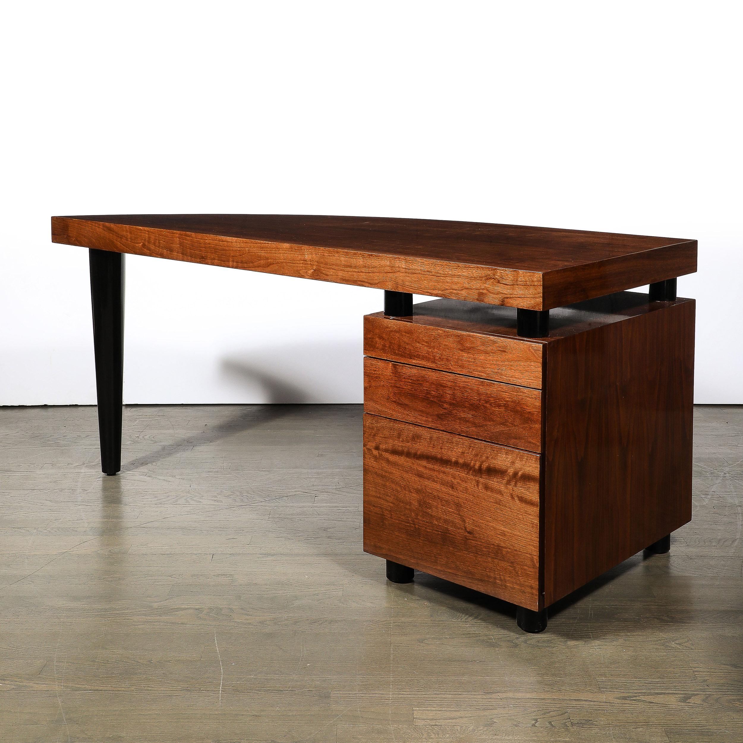 Mid-Century Modern Mid-Century Bookmatched Walnut W/ Tapered Leg Boca Desk by Leon Rosen for Pace