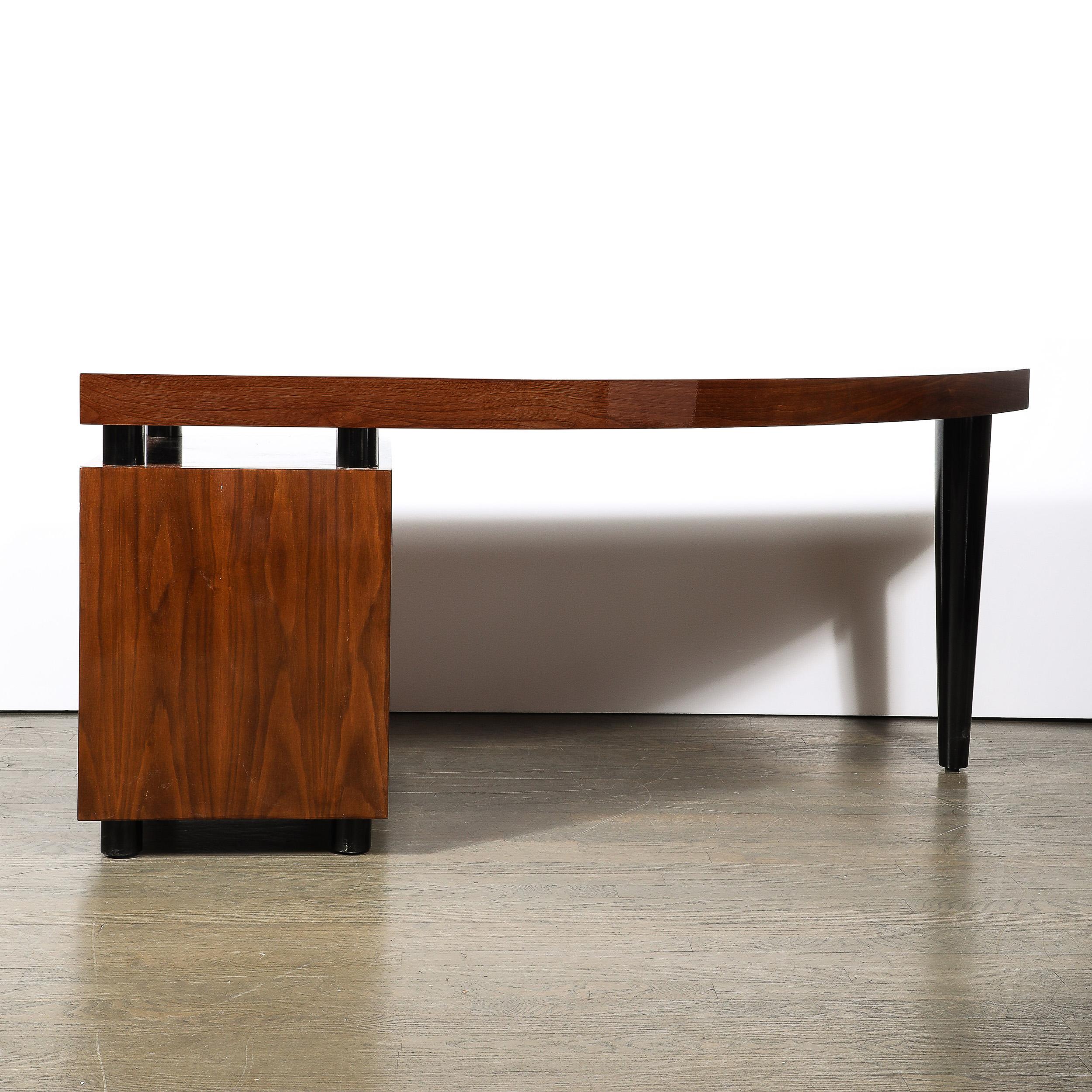 Late 20th Century Mid-Century Bookmatched Walnut W/ Tapered Leg Boca Desk by Leon Rosen for Pace