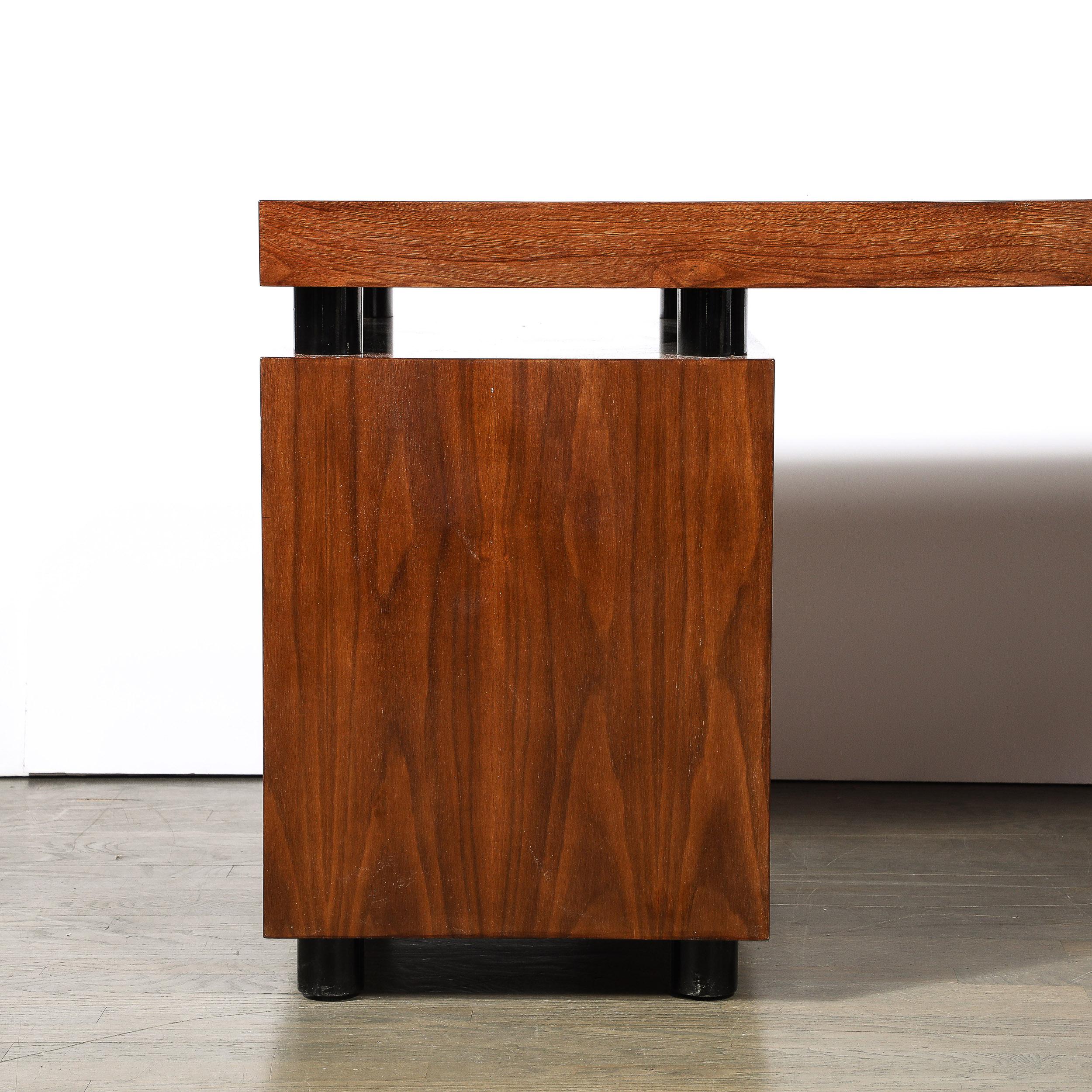 Mid-Century Bookmatched Walnut W/ Tapered Leg Boca Desk by Leon Rosen for Pace 1