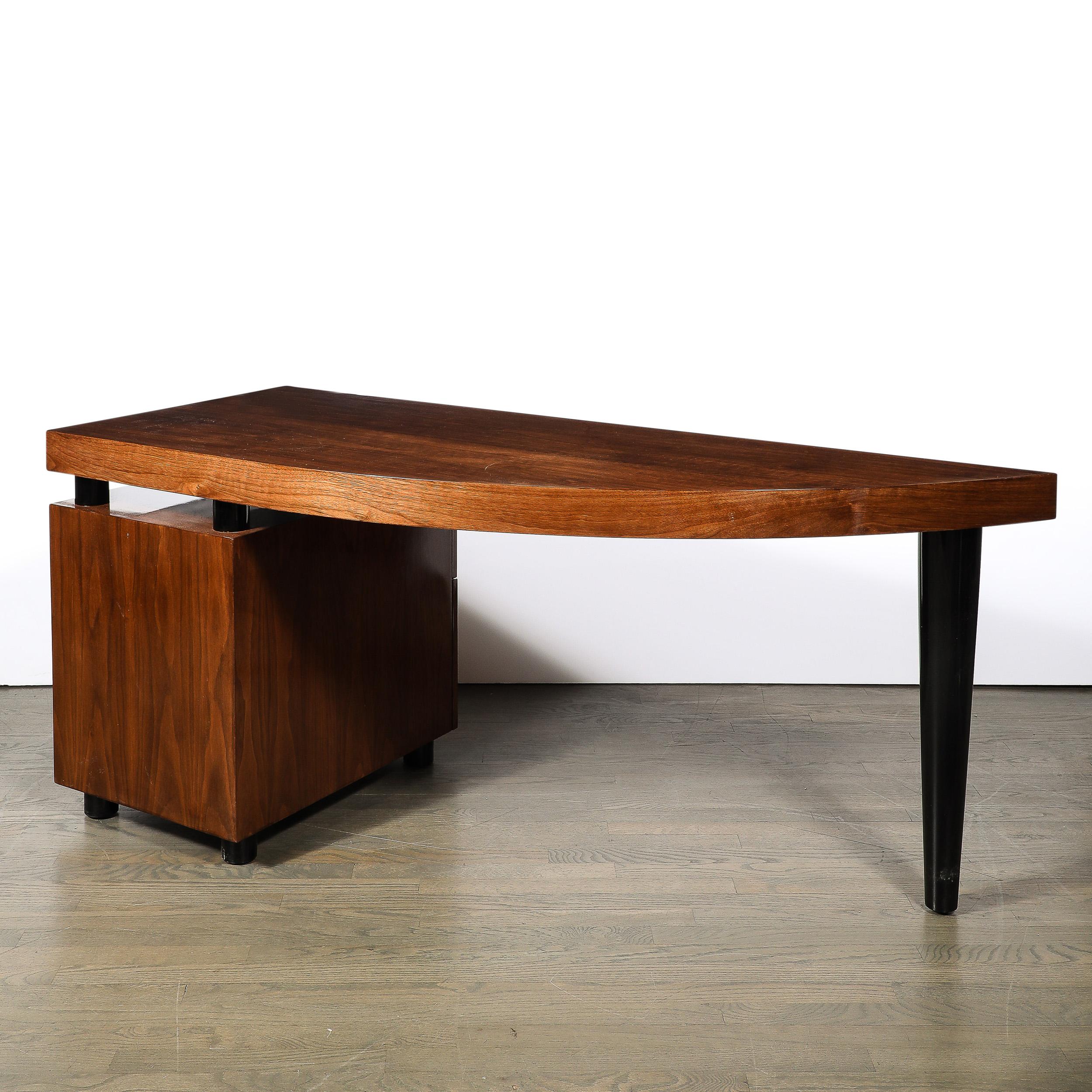 Mid-Century Bookmatched Walnut W/ Tapered Leg Boca Desk by Leon Rosen for Pace 2