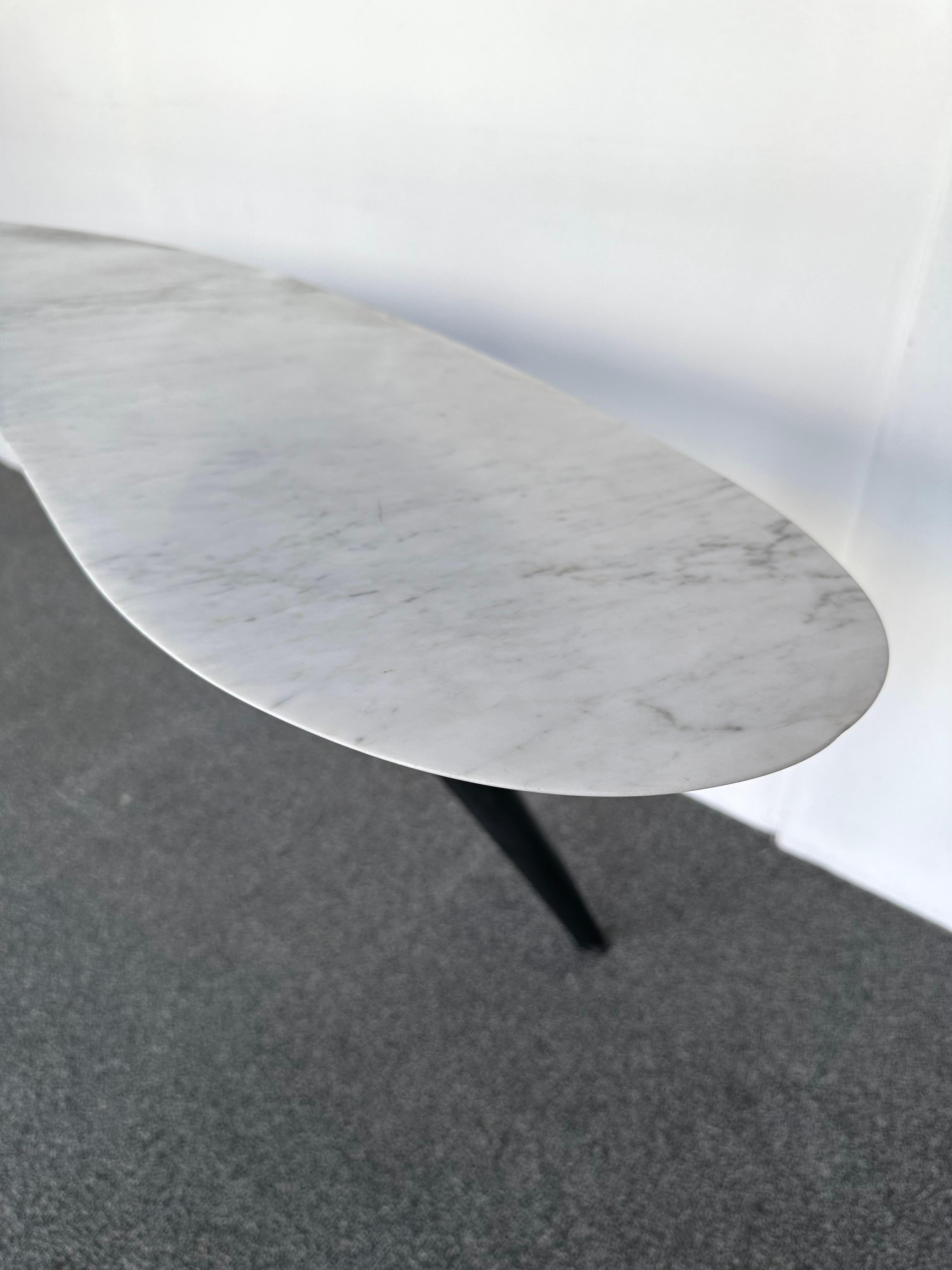 Mid-Century Boomerang Marble and Metal Compass Console Table. Italy, 1970s For Sale 4